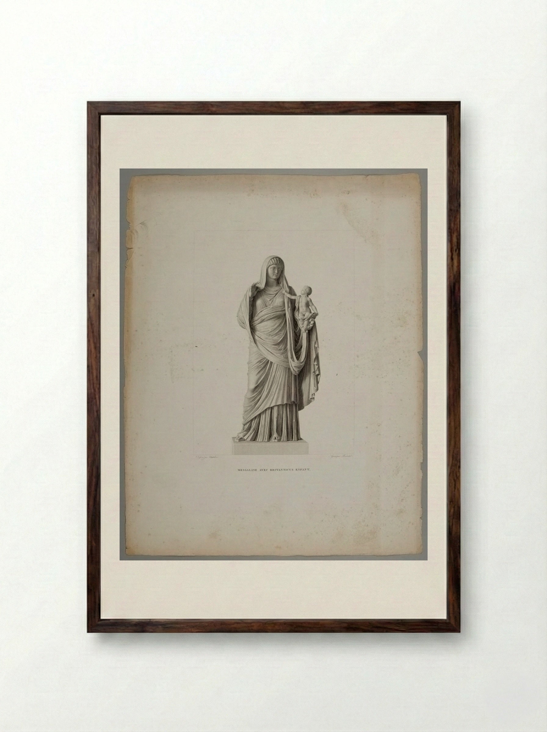 Messalina with the Infant Britannicus, after the Antique - Albrecht Christoph Reindel - Framed Print Dark Wood