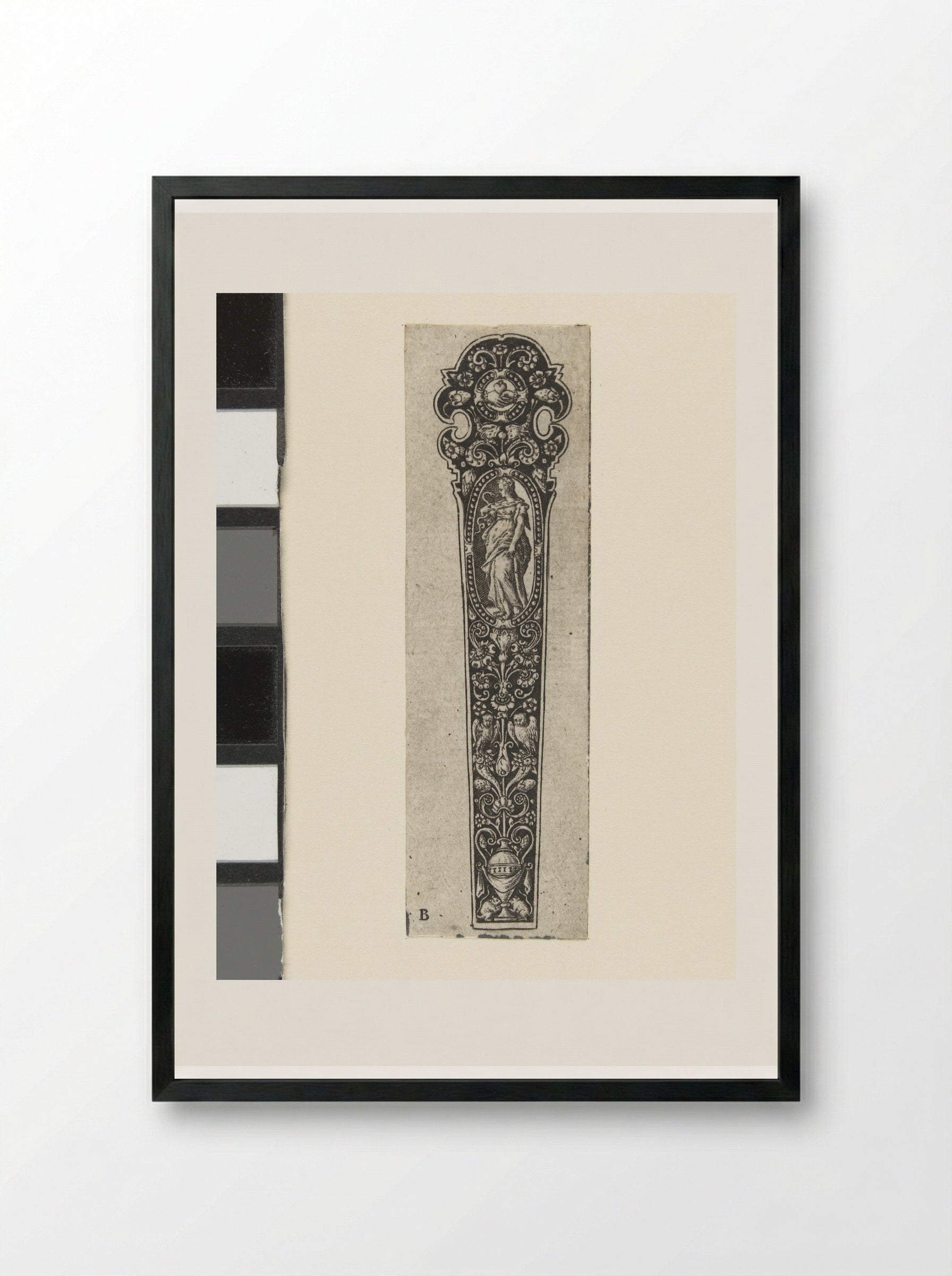Messenheft met Prudentia - Theodor de Bry - Framed Print Black