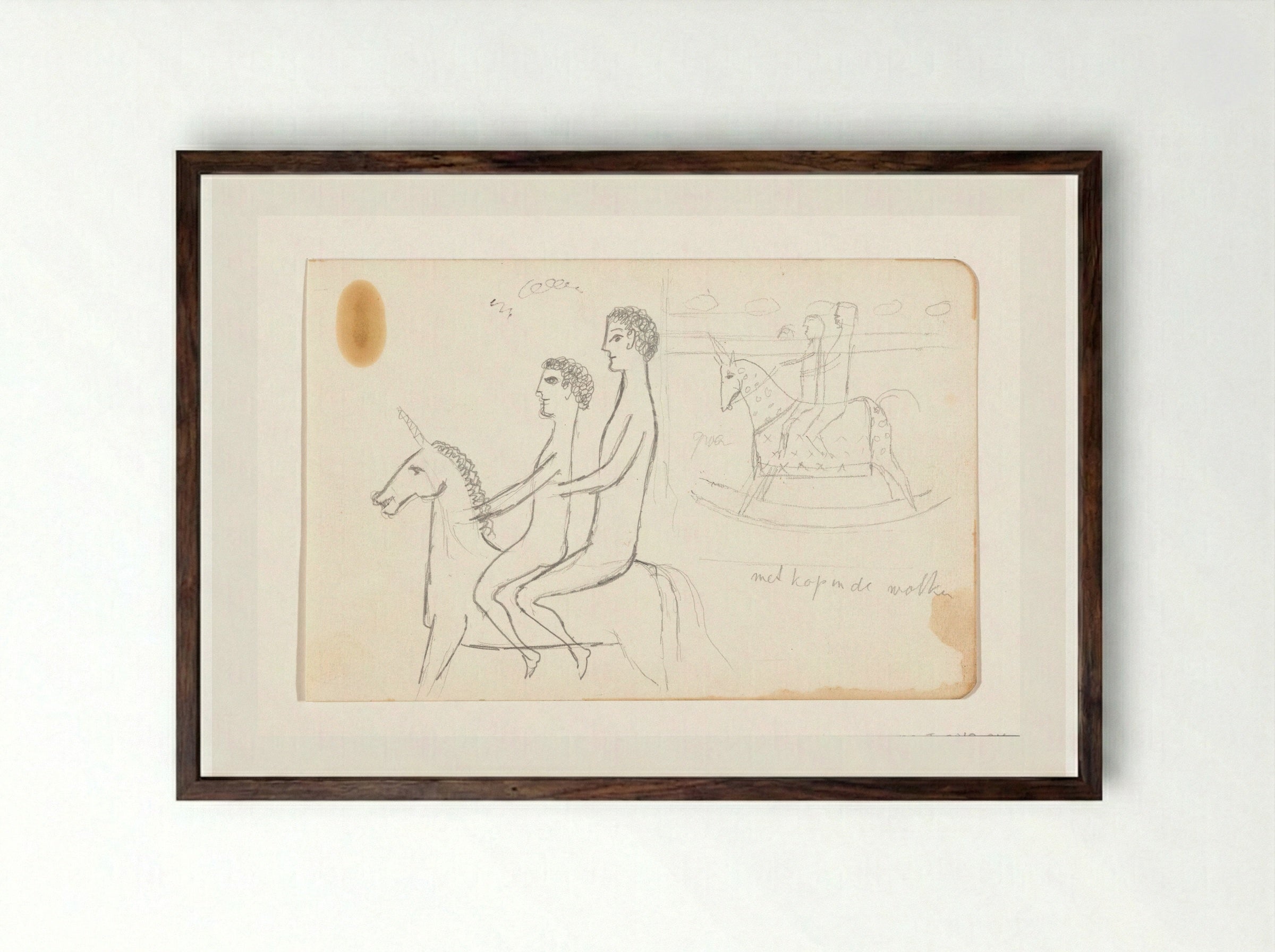 Met kop in de wolken - Willem Westbroek - Framed Print Dark Wood