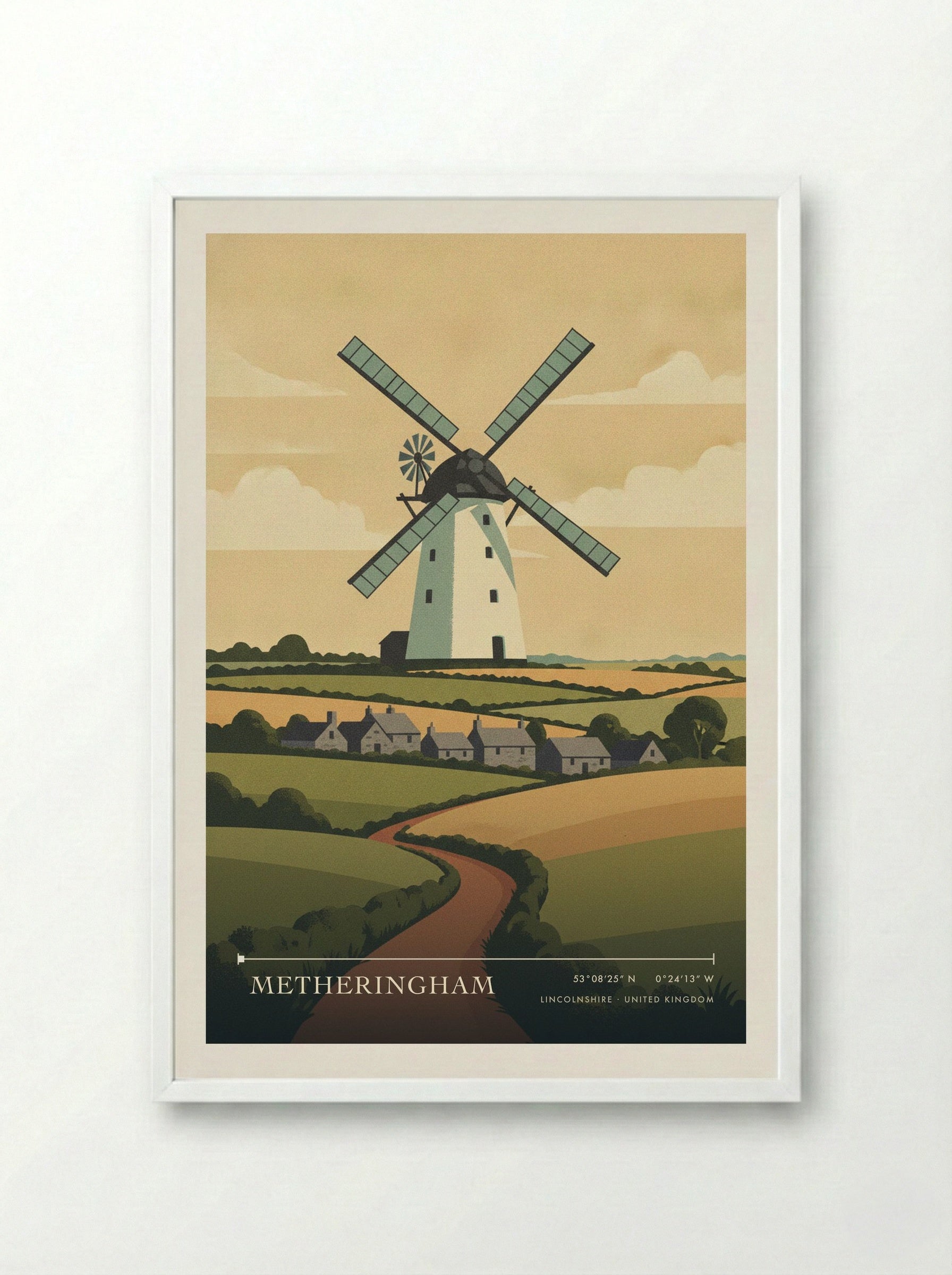 Metheringham Lincolnshire United Kingdom Travel Poster - Framed Print White