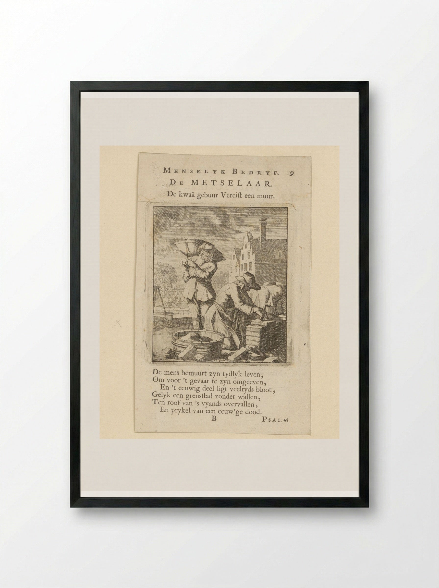 Metselaar (The Mason) - Cornelis van der Sys - Framed Print Black
