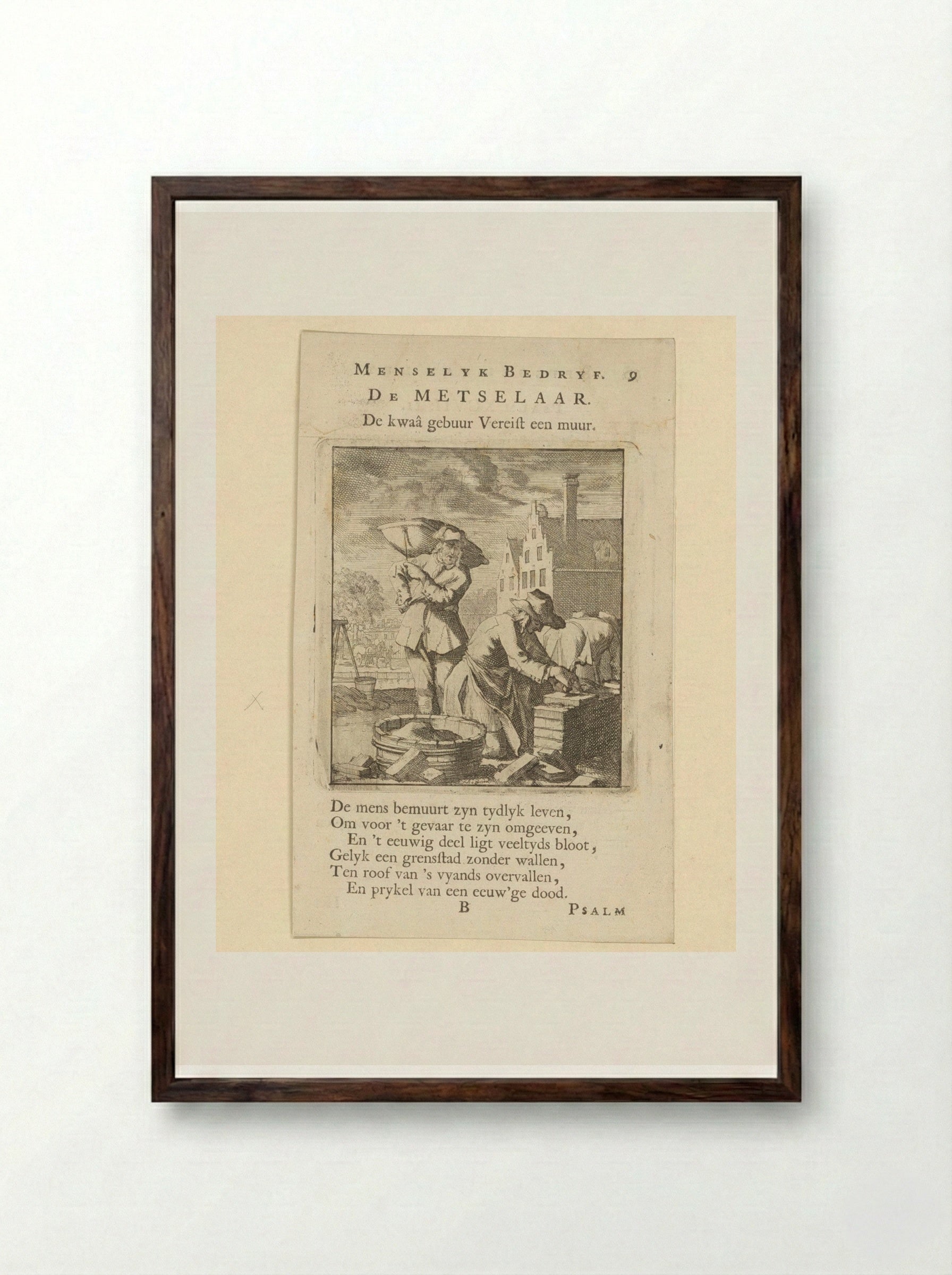 Metselaar (The Mason) - Cornelis van der Sys - Framed Print Dark Wood