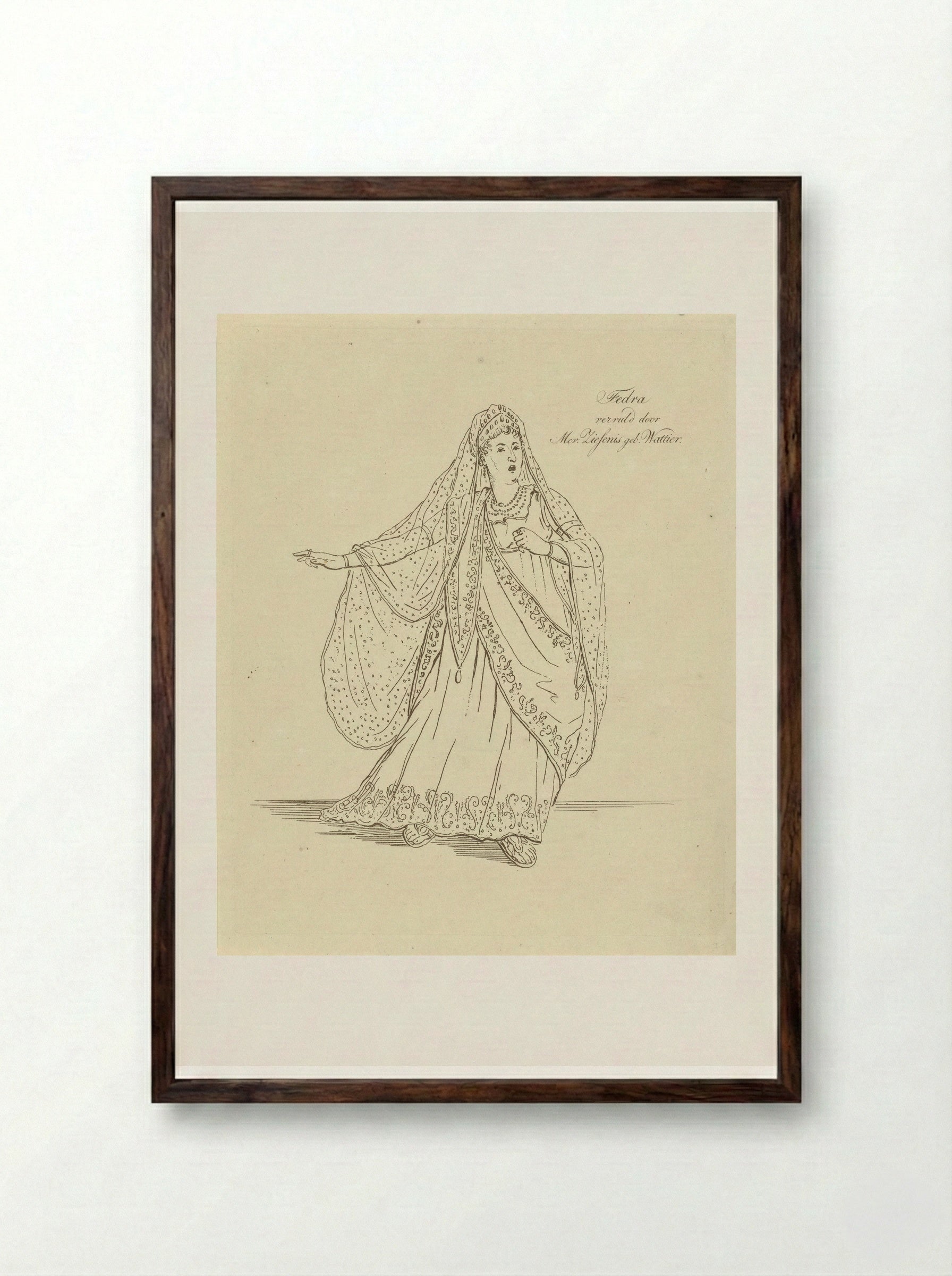 Mevrouw Ziesenis in de rol van Fedra - Johannes Jelgerhuis - Framed Print Dark Wood