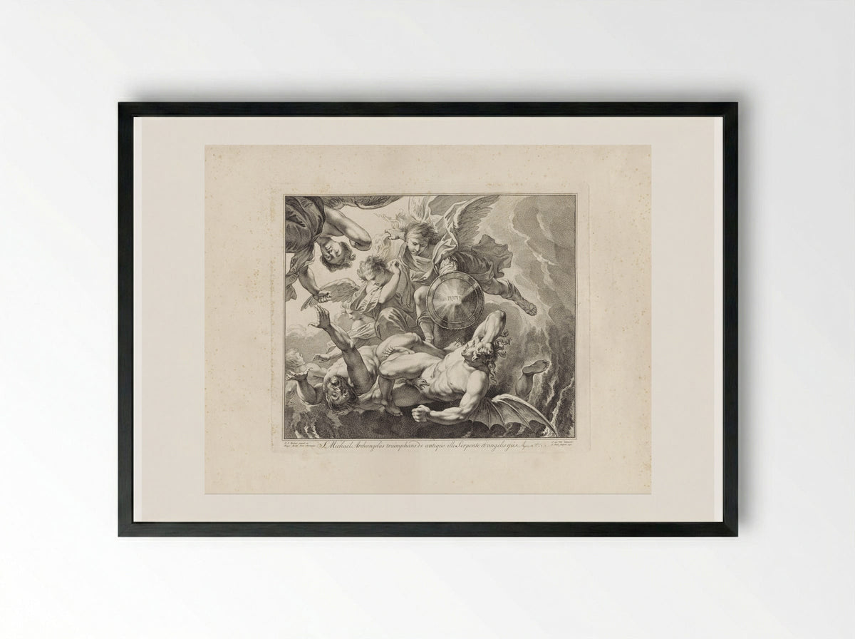 Michaël vecht tegen duivels - Jan Punt - Framed Print Black