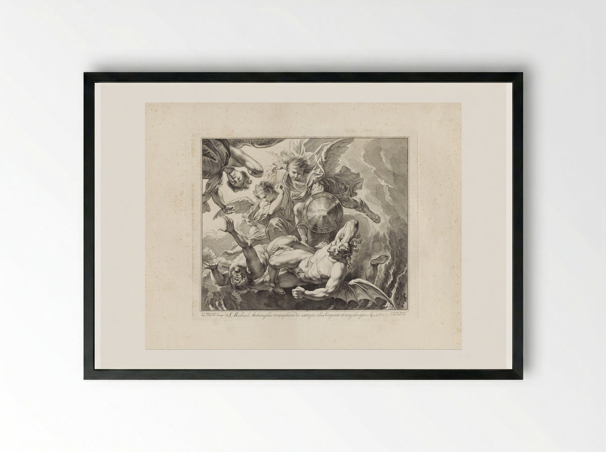 Michaël vecht tegen duivels - Jan Punt - Framed Print Black