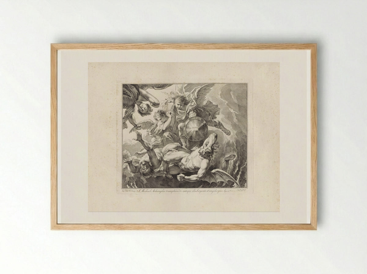 Michaël vecht tegen duivels - Jan Punt - Framed Print Wood