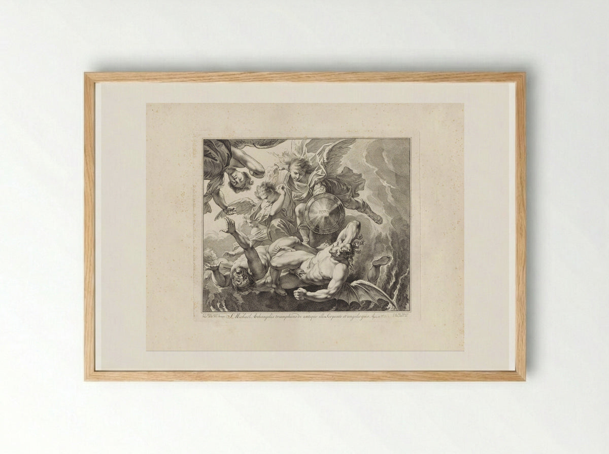 Michaël vecht tegen duivels - Jan Punt - Framed Print Wood