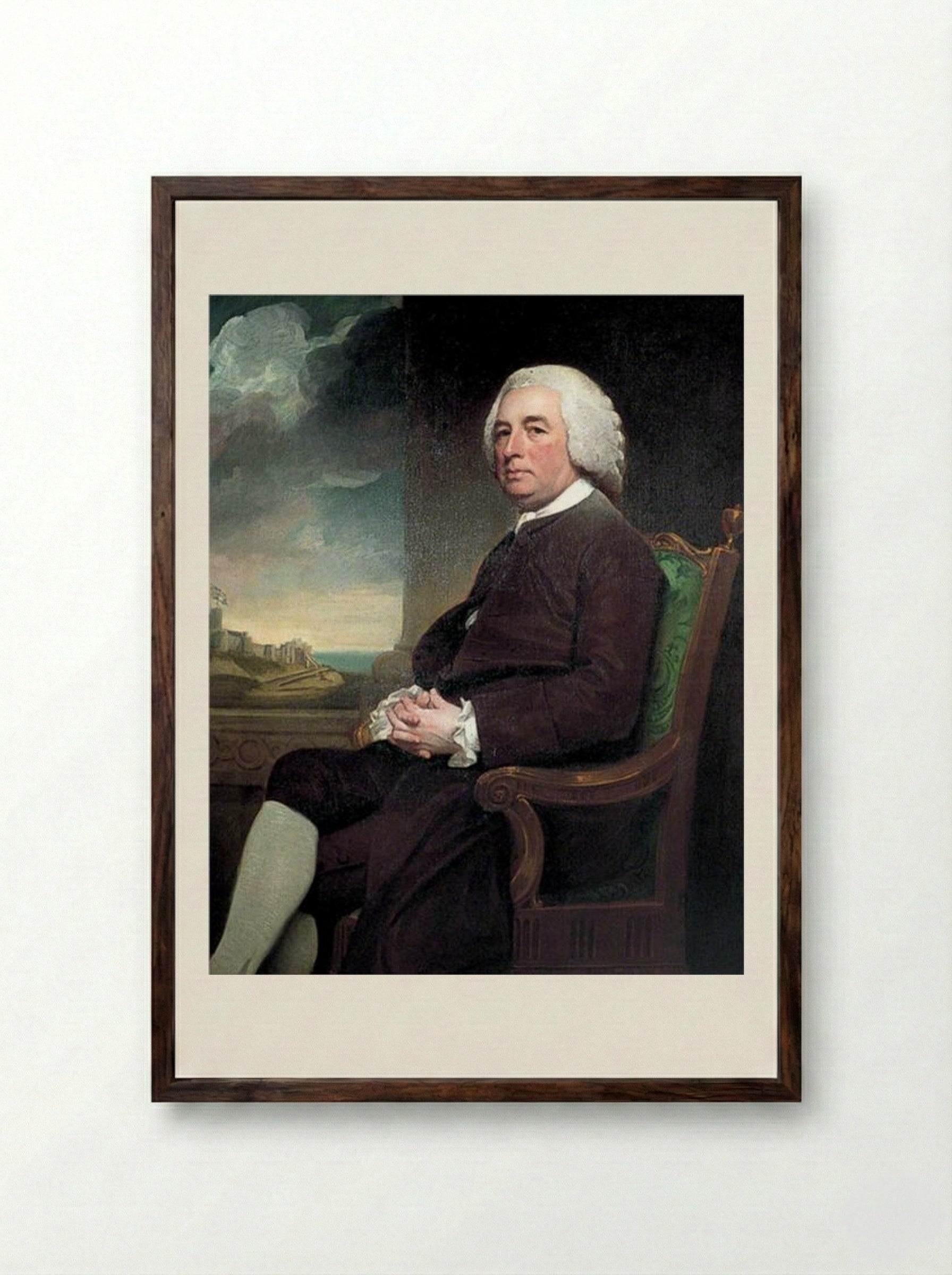 Michael Russell, Agent Victualler of Dover - George Romney - Framed Print Dark Wood