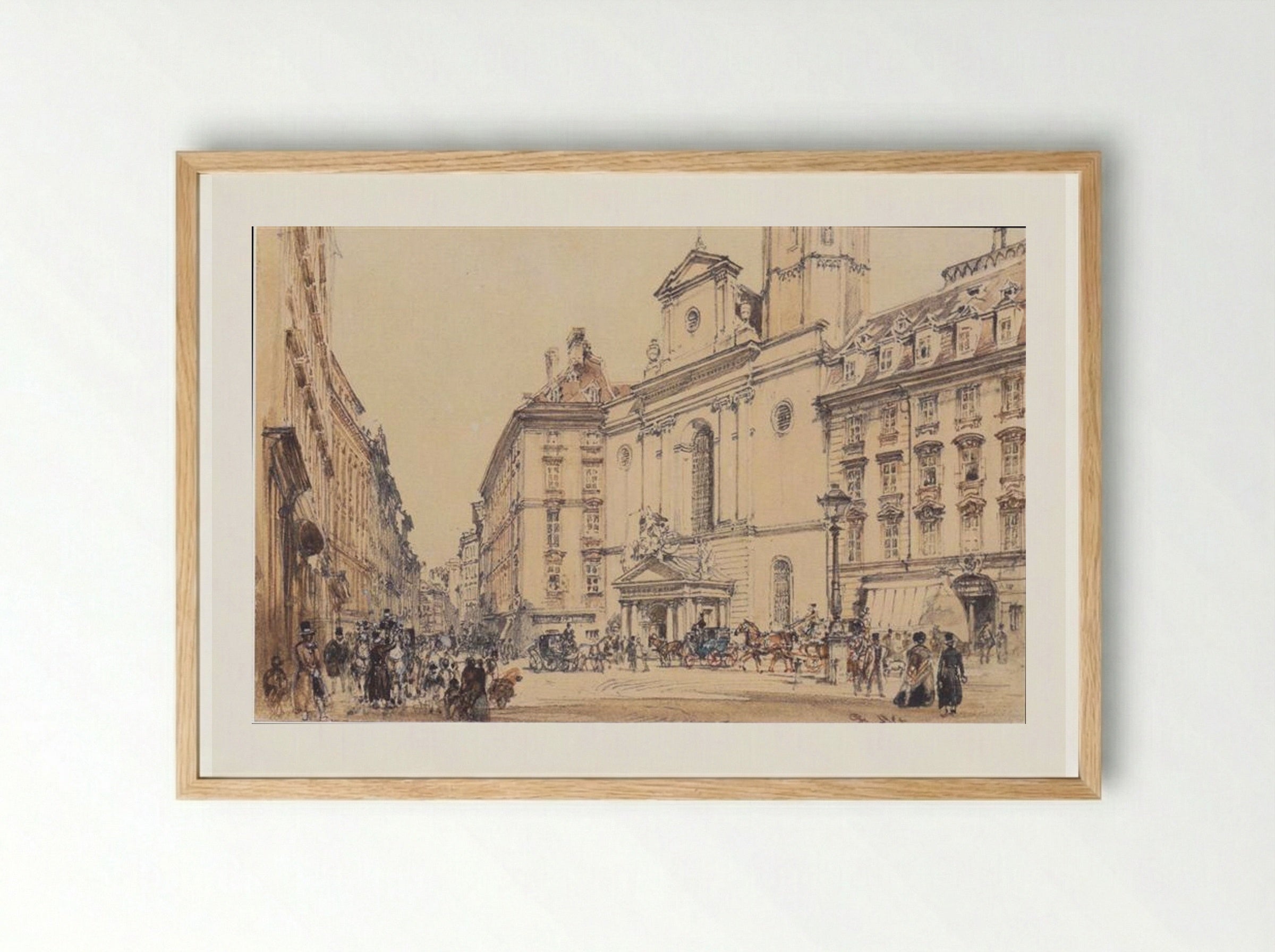 Michaelerplatz and the Kohlmarkt in Vienna - Rudolf von Alt - Framed Print Wood