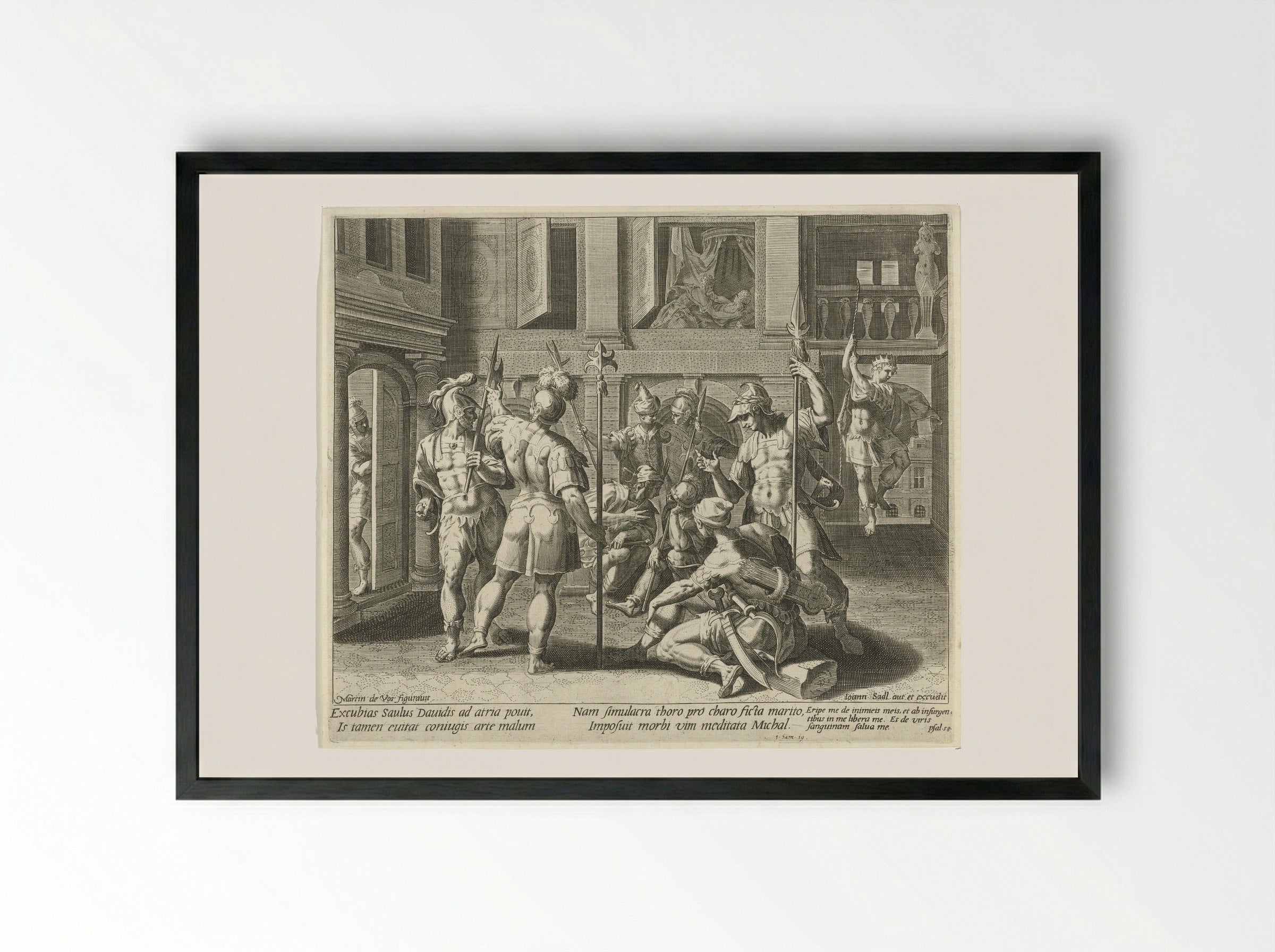 Michal Helps David Escape - Aegidius Sadeler (II) - Framed Print Black