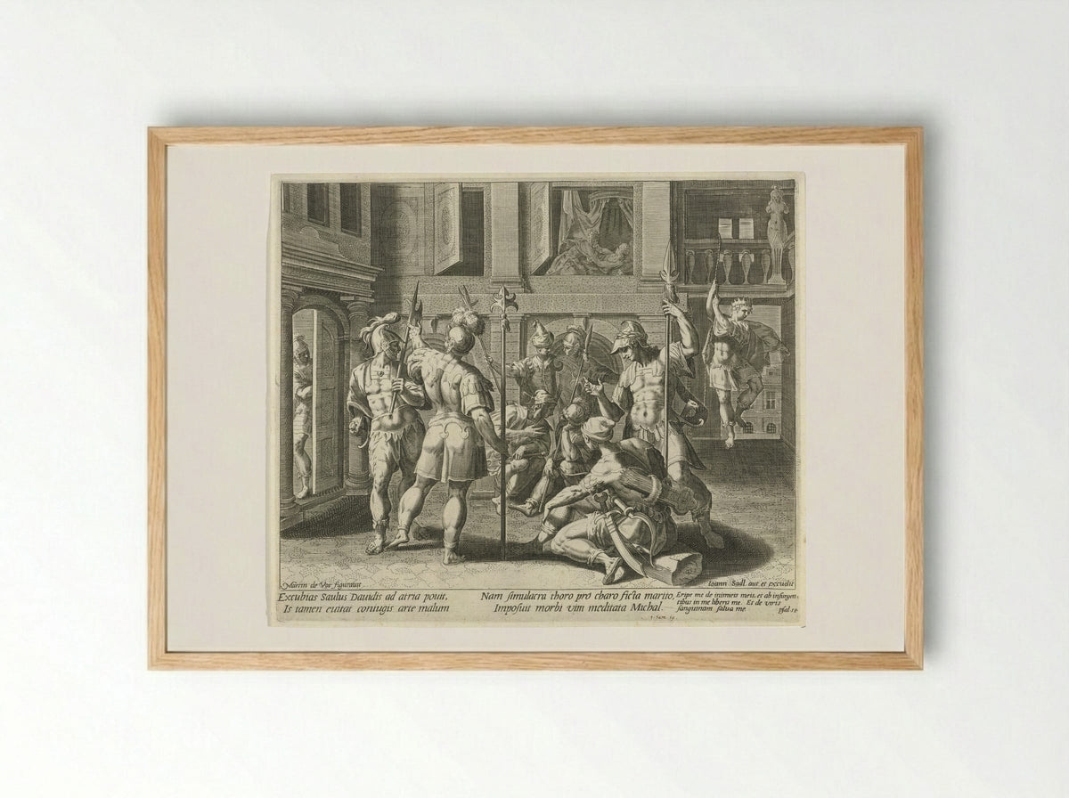 Michal Helps David Escape - Aegidius Sadeler (II) - Framed Print Wood