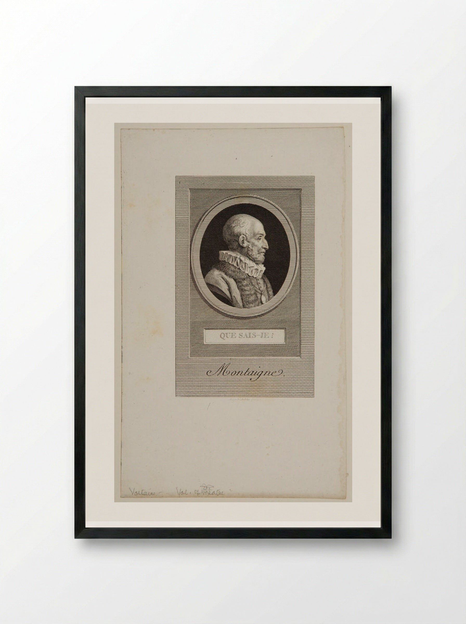 Michel de Montaigne - Augustin de Saint-Aubin - Framed Print Black