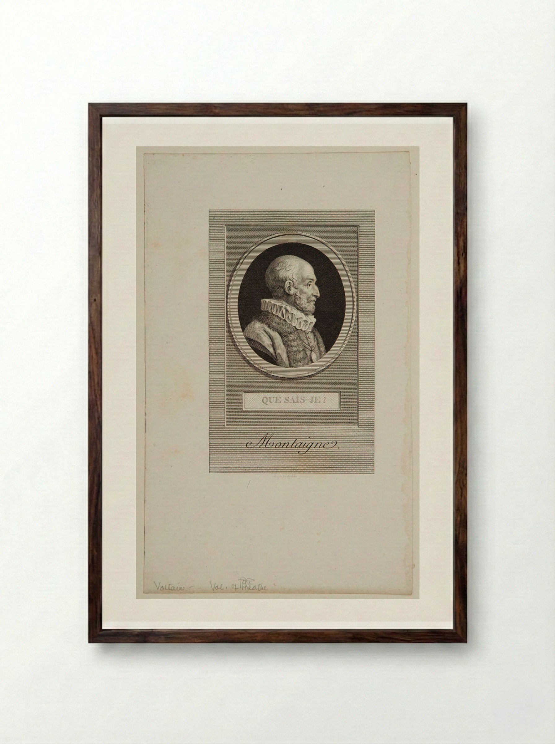 Michel de Montaigne - Augustin de Saint-Aubin - Framed Print Dark Wood
