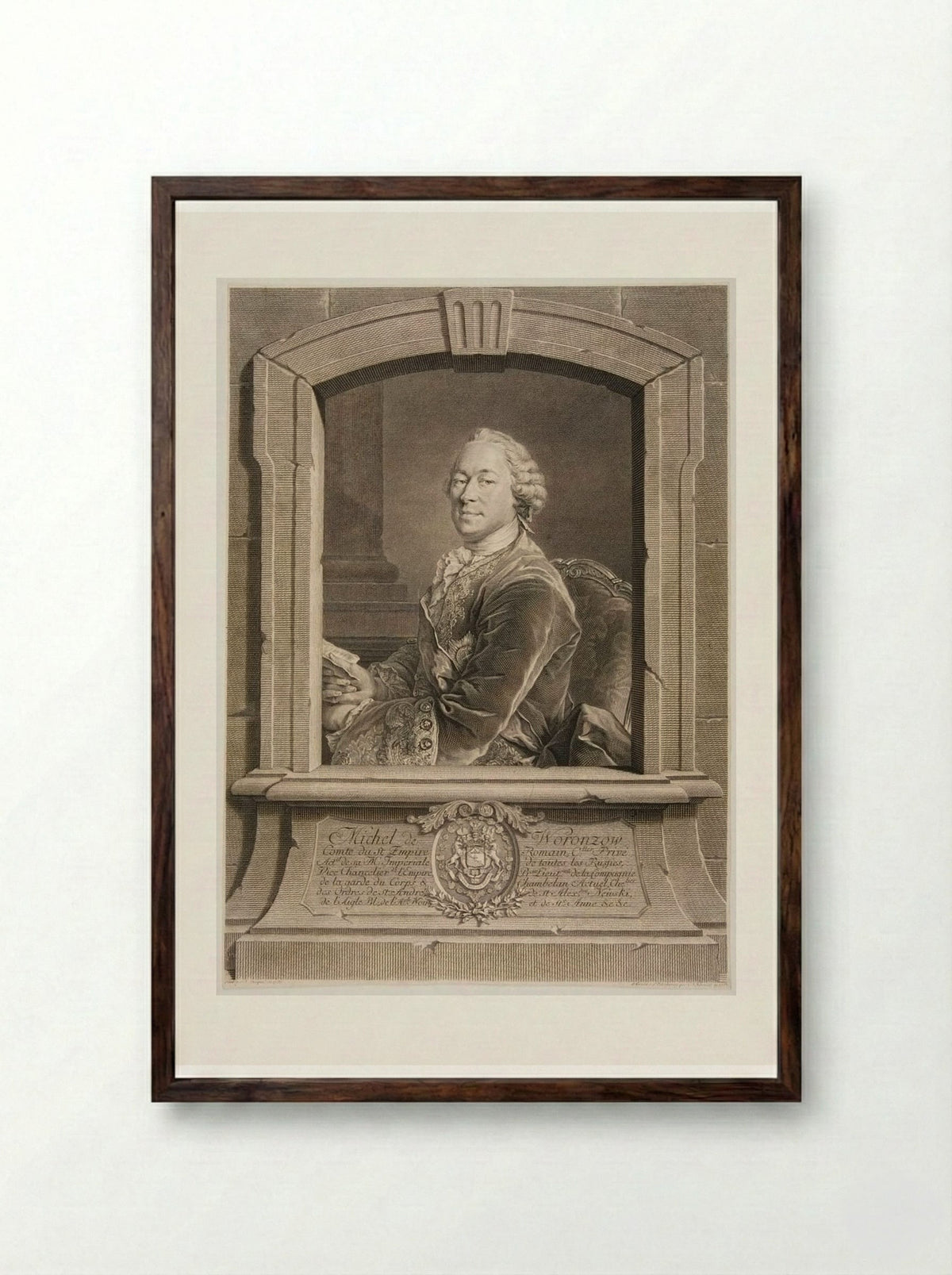 Michel de Woronzow - Georg Friedrich Schmidt - Framed Print Dark Wood
