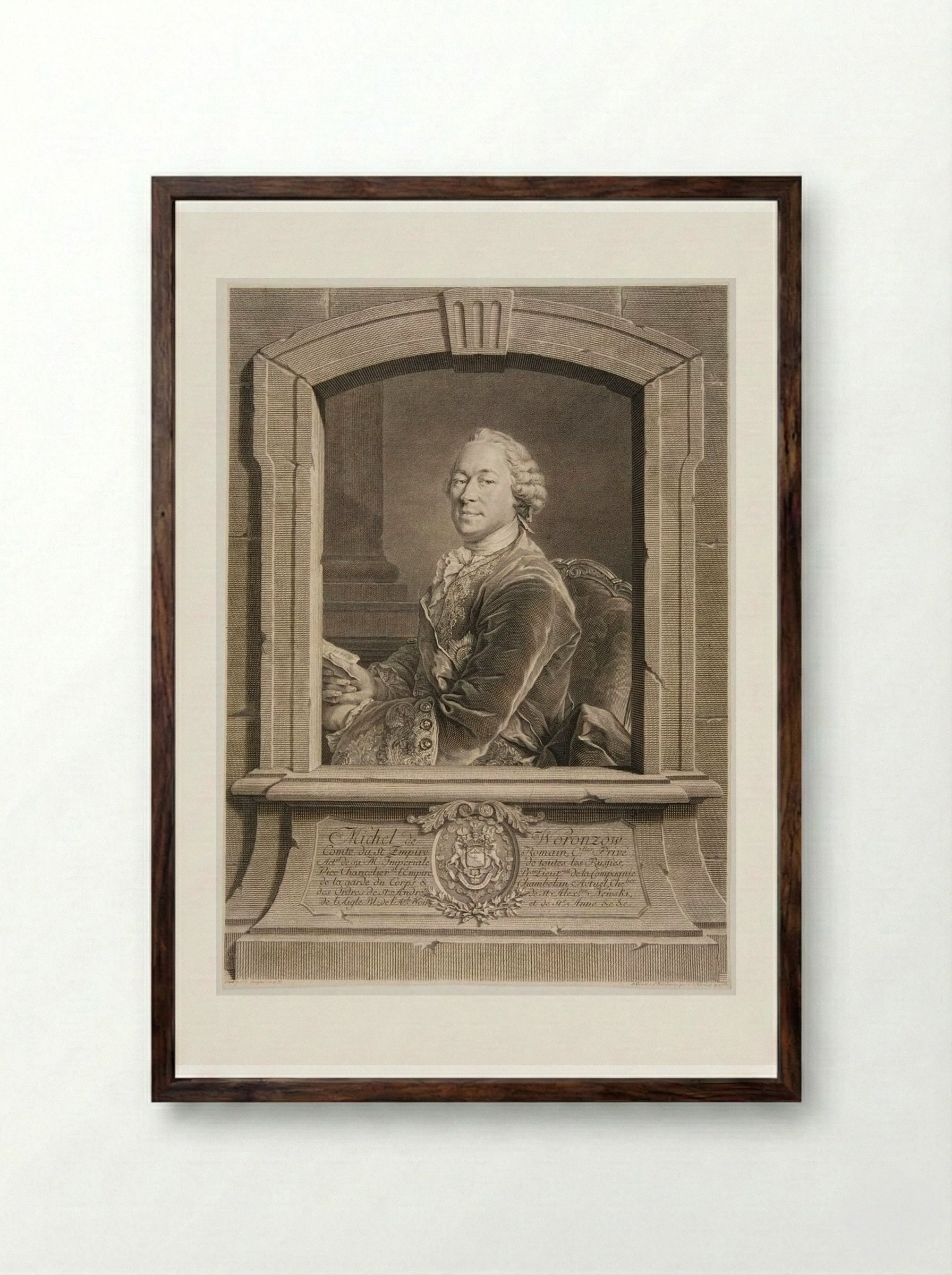 Michel de Woronzow - Georg Friedrich Schmidt - Framed Print Dark Wood