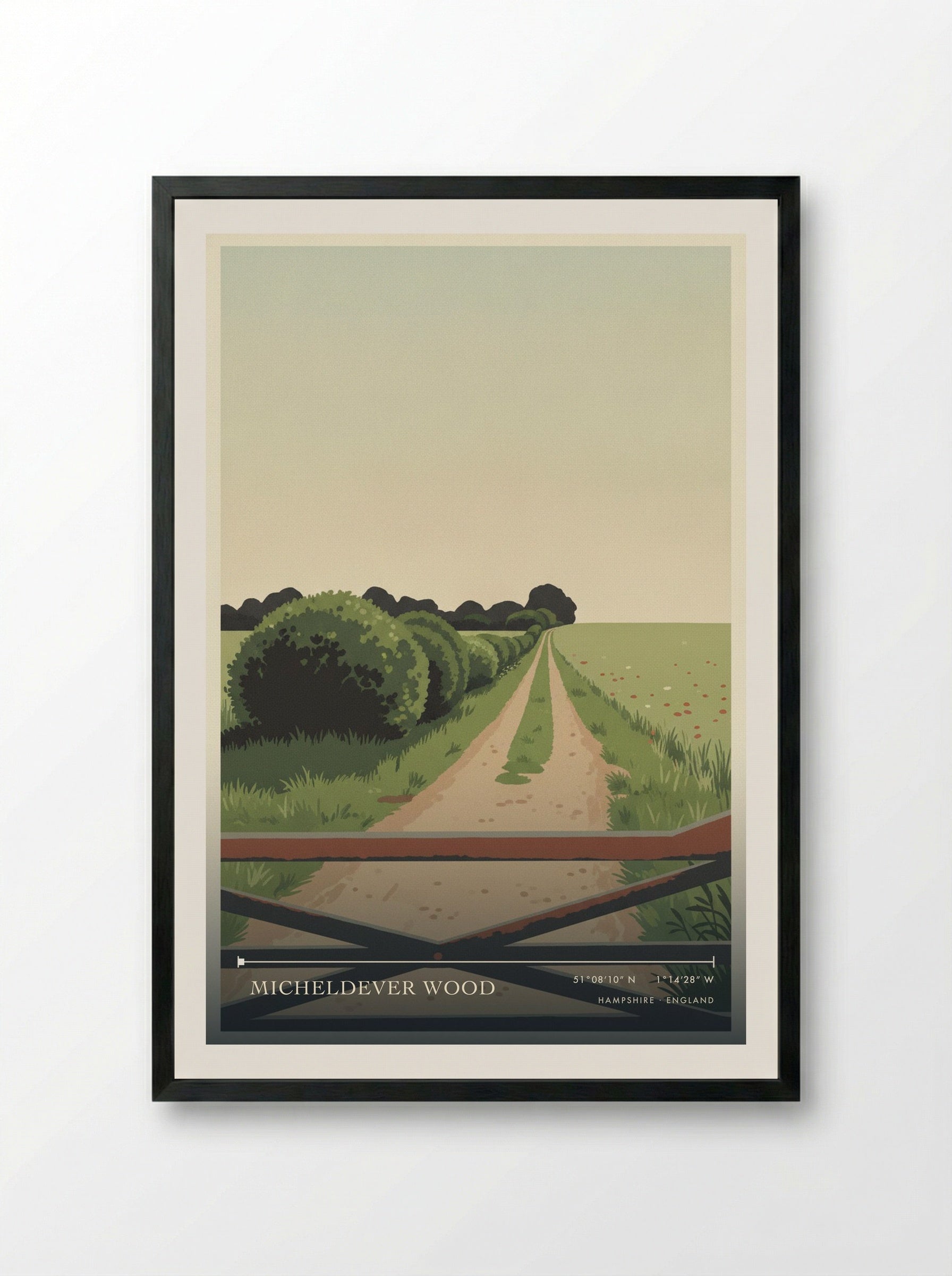 Micheldever Wood Hampshire England Travel Poster - Framed Print Black