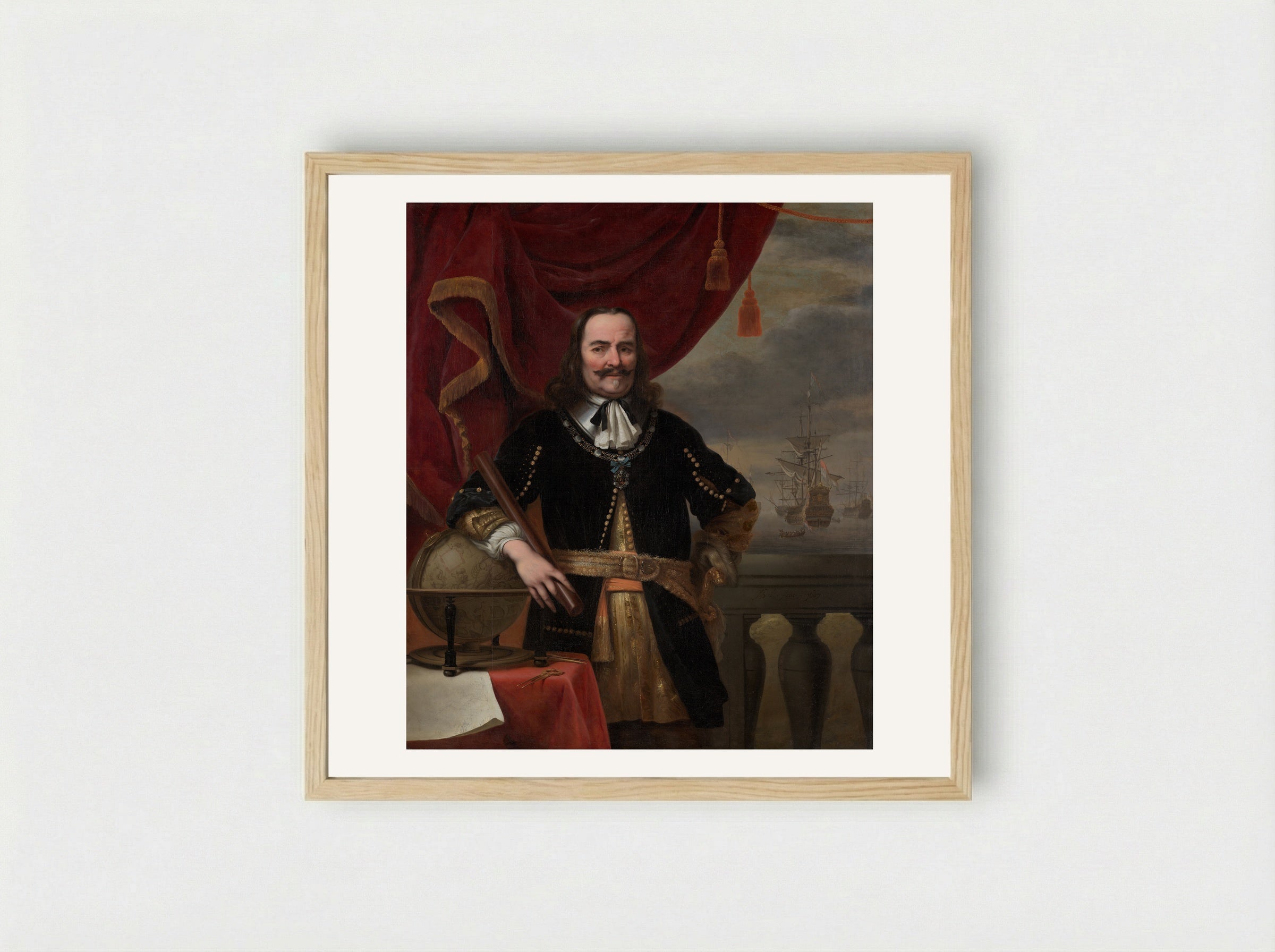 Michiel de Ruyter als luitenant-admiraal - Ferdinand Bol - Framed Print Wood