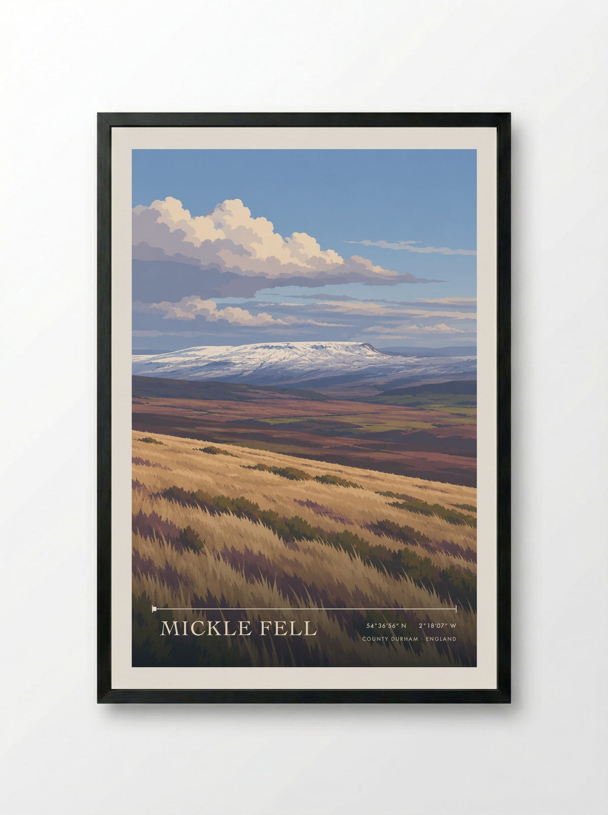 Mickle Fell, County Durham | Travel Poster - Framed Print Black