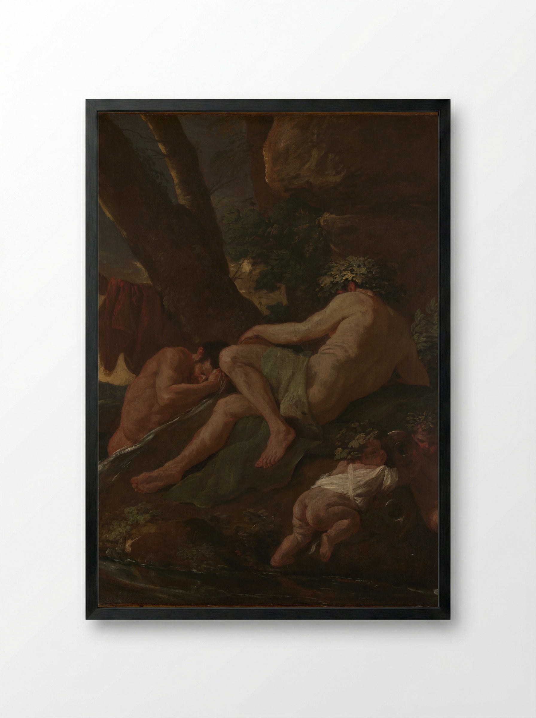Midas Washing at the Source of the Pactolus - Nicolas Poussin - Framed Print Black