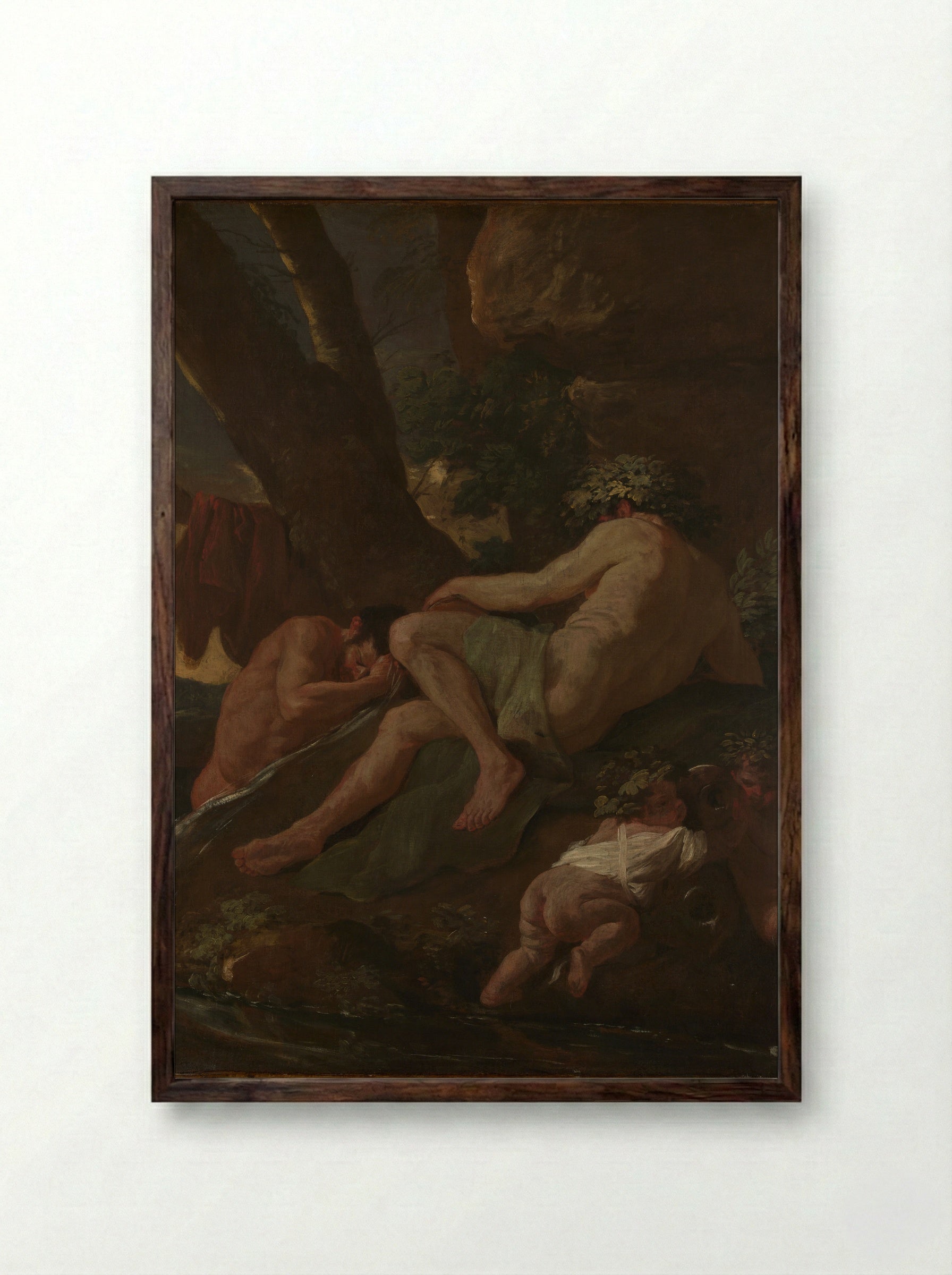 Midas Washing at the Source of the Pactolus - Nicolas Poussin - Framed Print Dark Wood