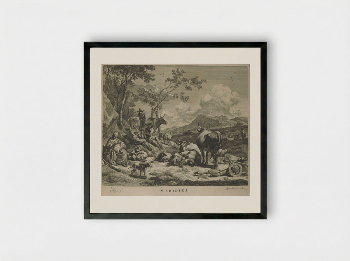 Midday (Meridies) - Johannes Visscher - Framed Print Black