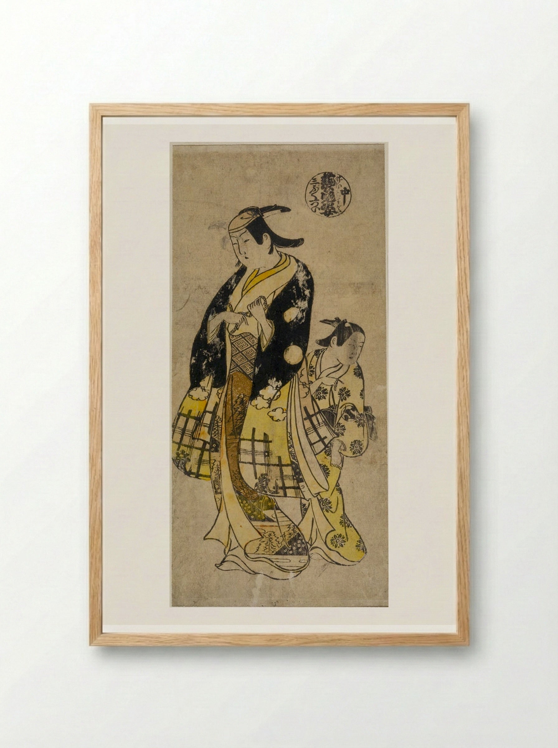Middle Sheet of Beauties of Three Capitals - Okumura Masanobu - Framed Print Wood