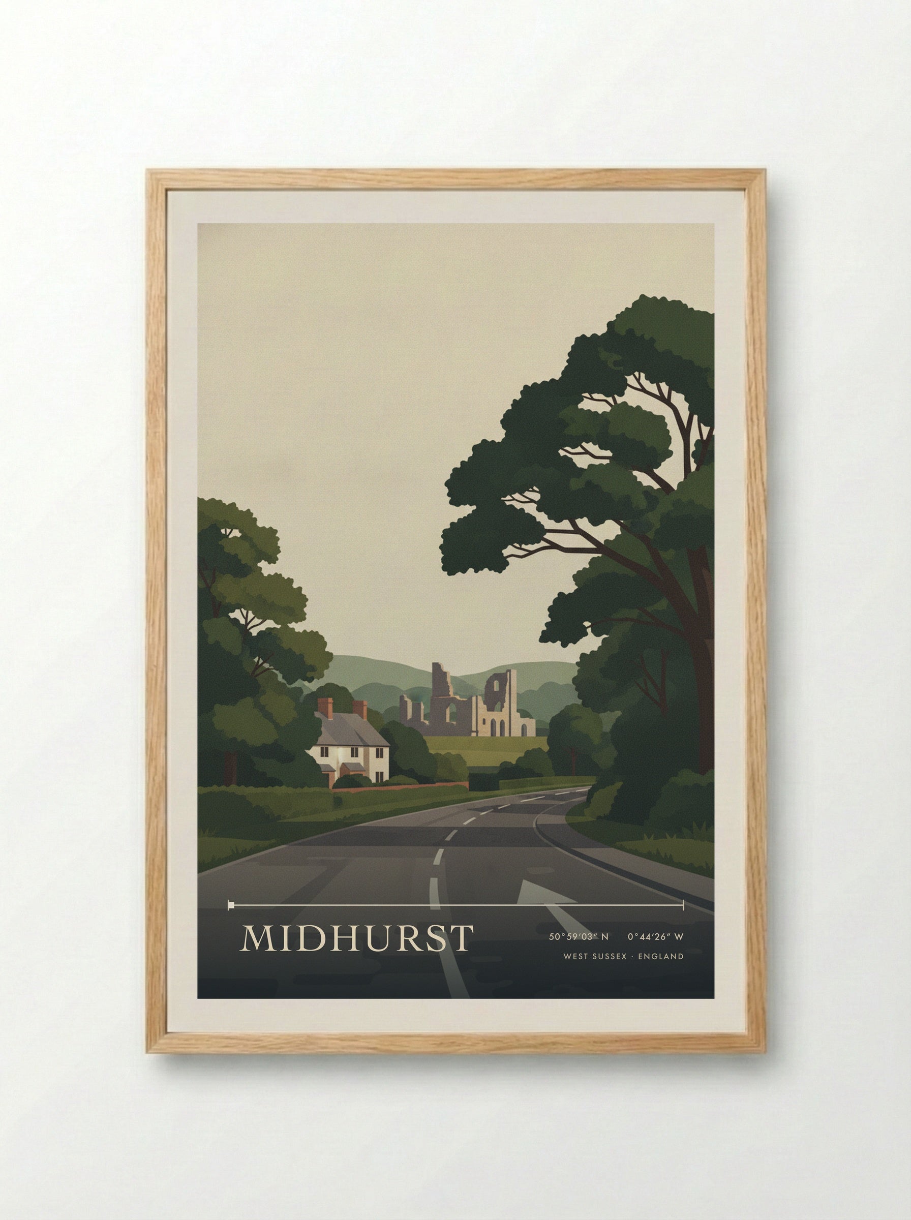 Midhurst West Sussex England Travel Poster - Framed Print Wood