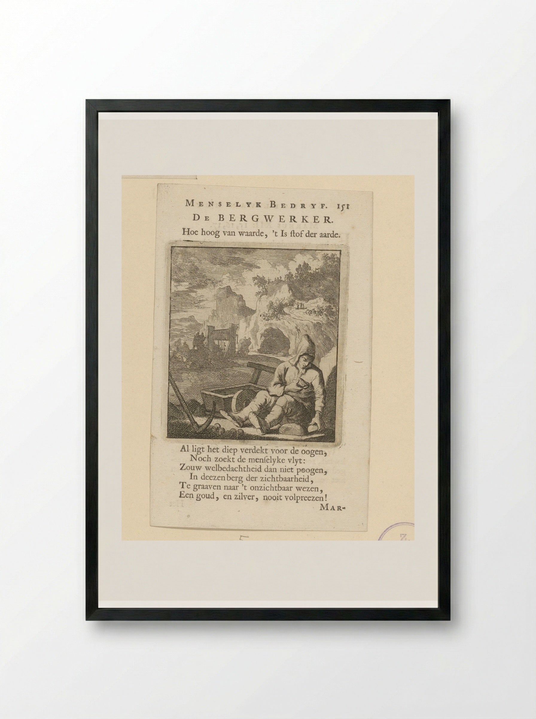 Mijnwerker (The Miner) - Cornelis van der Sys - Framed Print Black