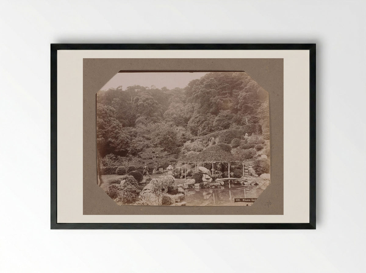 Mikado's Garden, Kyoto - Kusakabe Kimbei - Framed Print Black