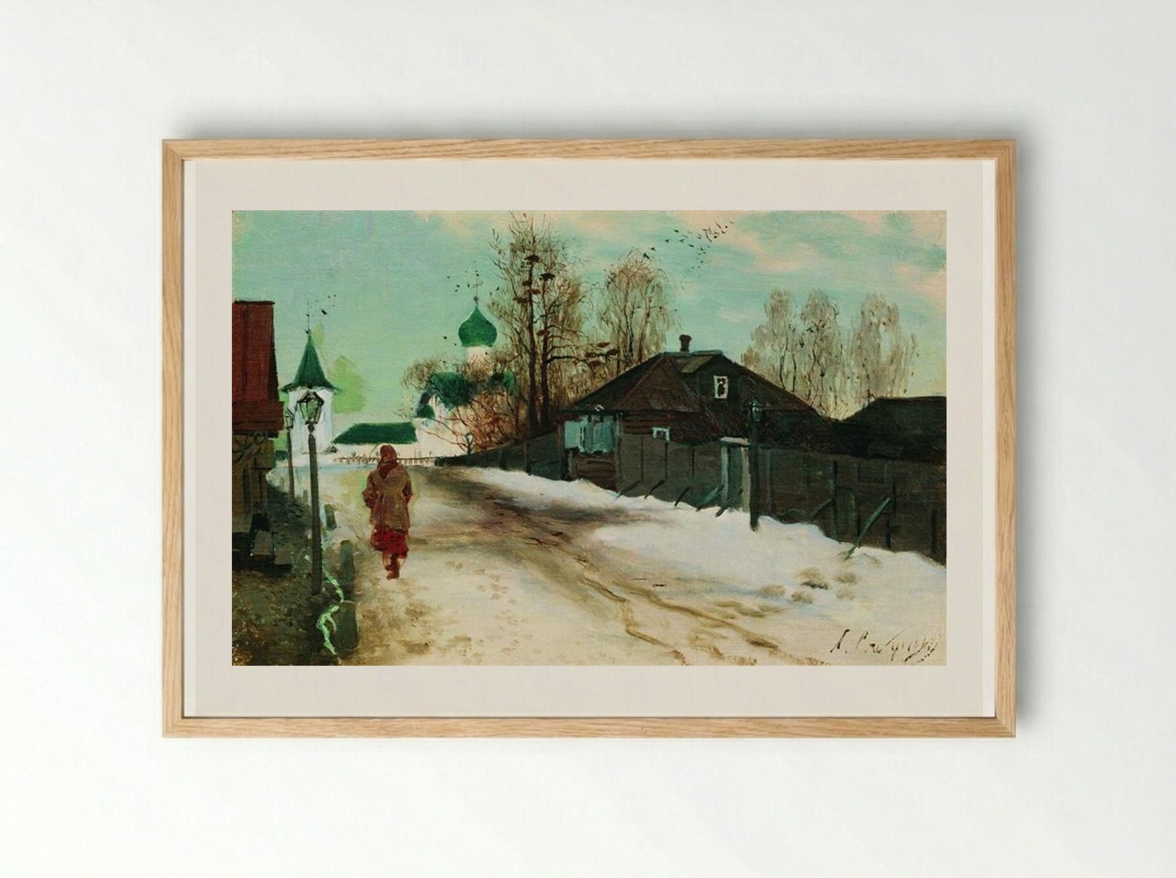 Mikhailovsky Street in Novgorod - Andrei Ryabushkin - Framed Print Wood