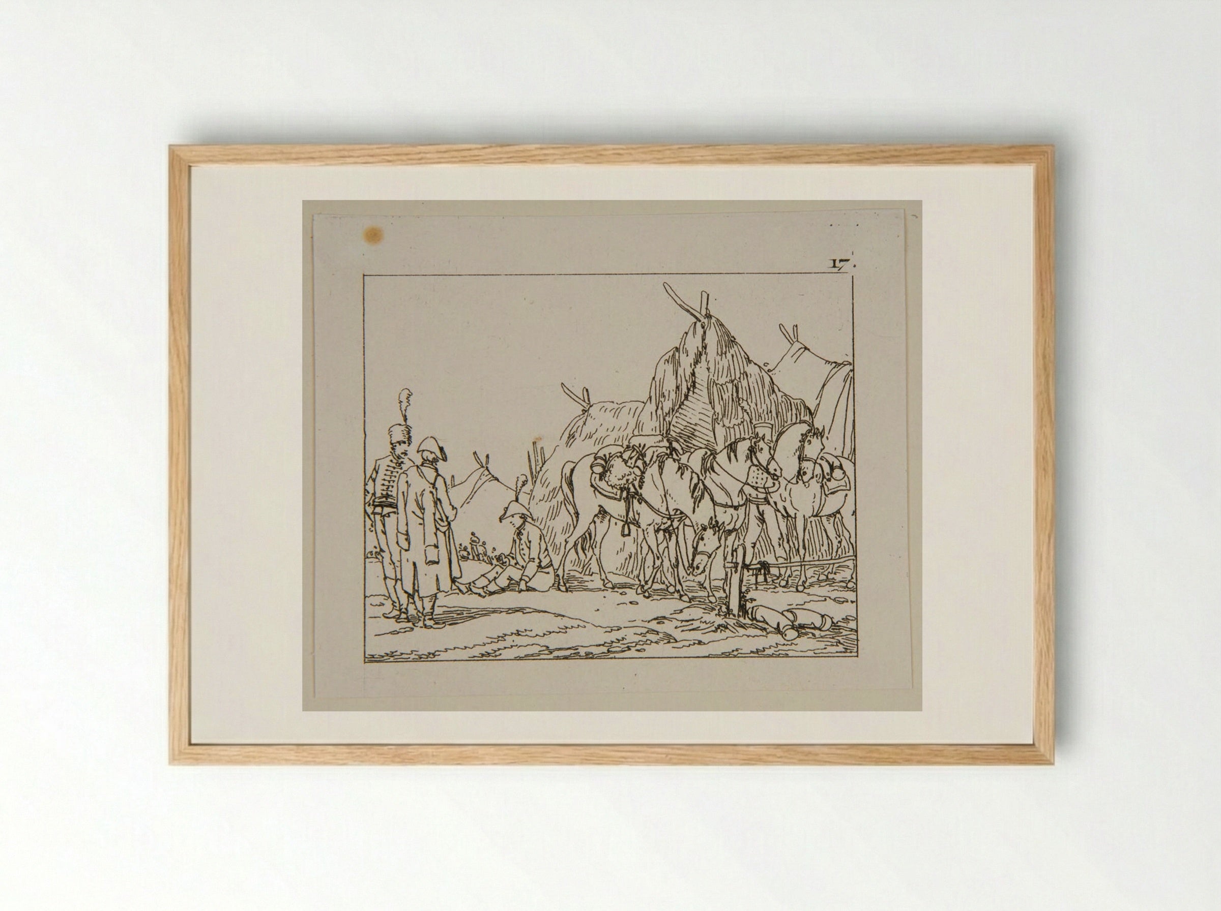 Military Encampment with Horses - Jacques-Francois-Joseph Swebach - Framed Print Wood