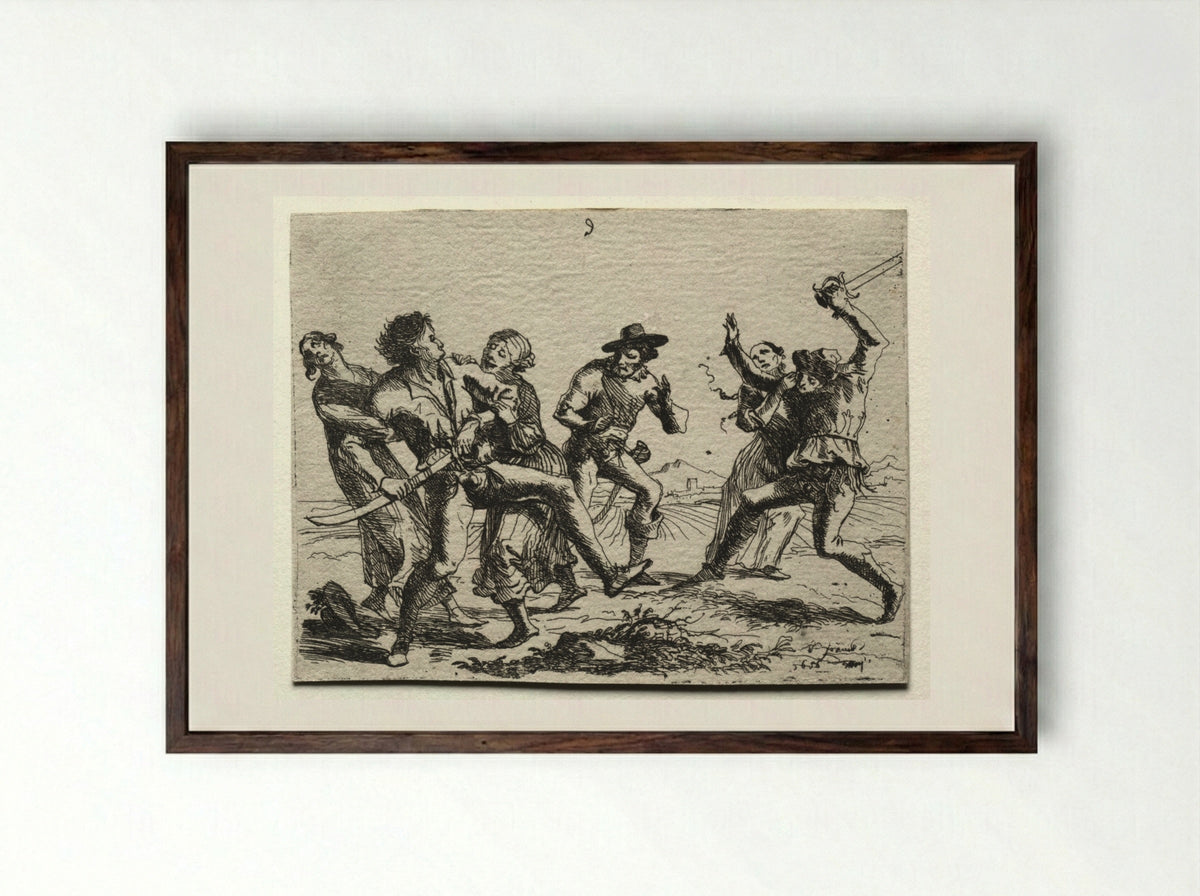 Military Subjects: A Quarrel - Hans Ulrich Franckh - Framed Print Dark Wood