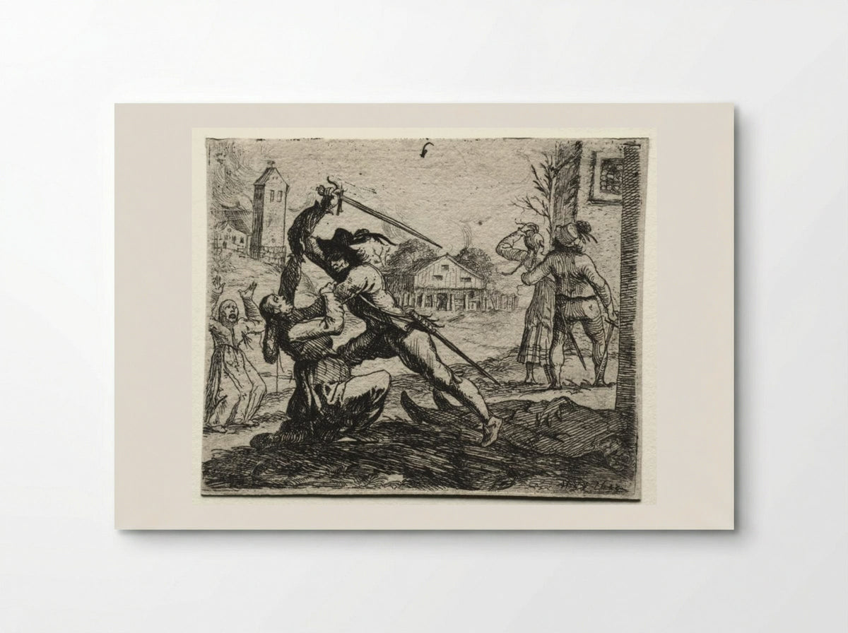Military Subjects: Two Soldiers Pursuing Women in a Village - Hans Ulrich Franckh - Poster