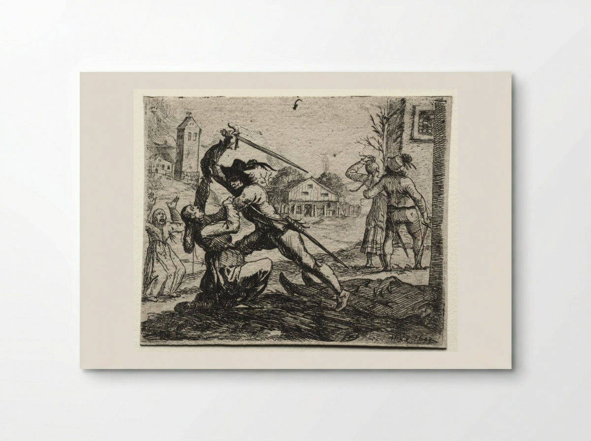 Military Subjects: Two Soldiers Pursuing Women in a Village - Hans Ulrich Franckh - Poster