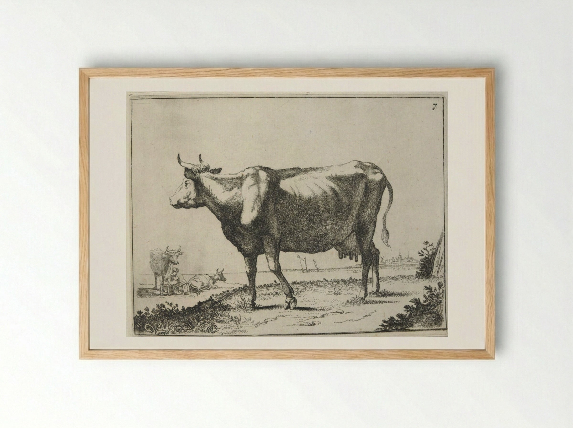 Milk Cow - Paulus Potter - Framed Print Wood