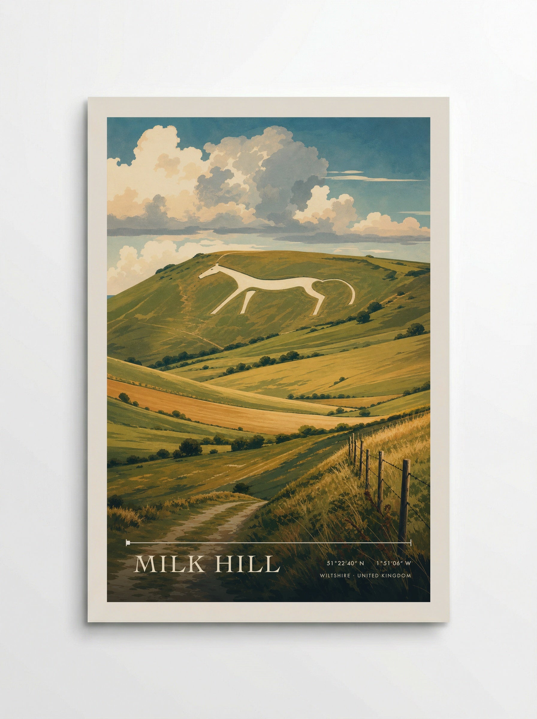 Milk Hill Wiltshire United Kingdom Travel Poster - Poster