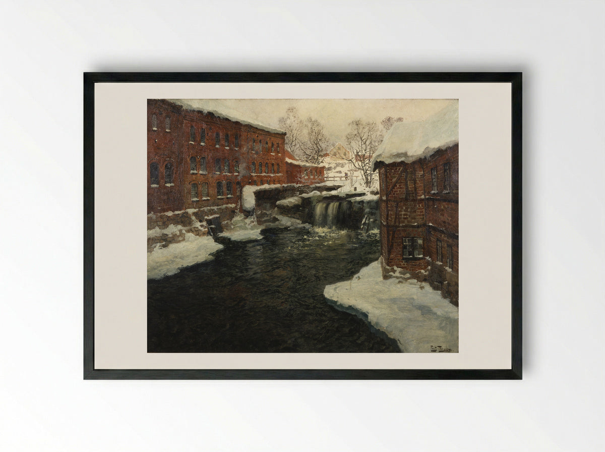 Mill Scene - Frits Thaulow - Framed Print Black
