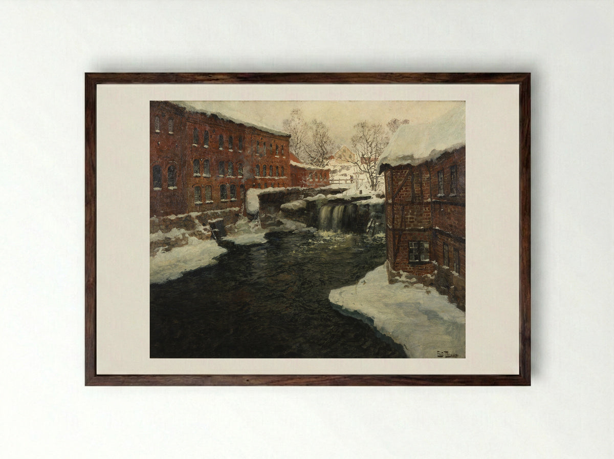 Mill Scene - Frits Thaulow - Framed Print Dark Wood