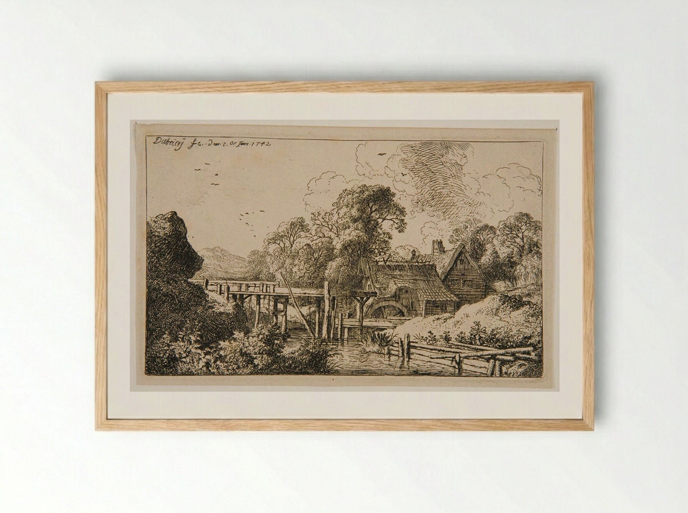Mill by a River - Christian Wilhelm Ernst Dietrich - Framed Print Wood