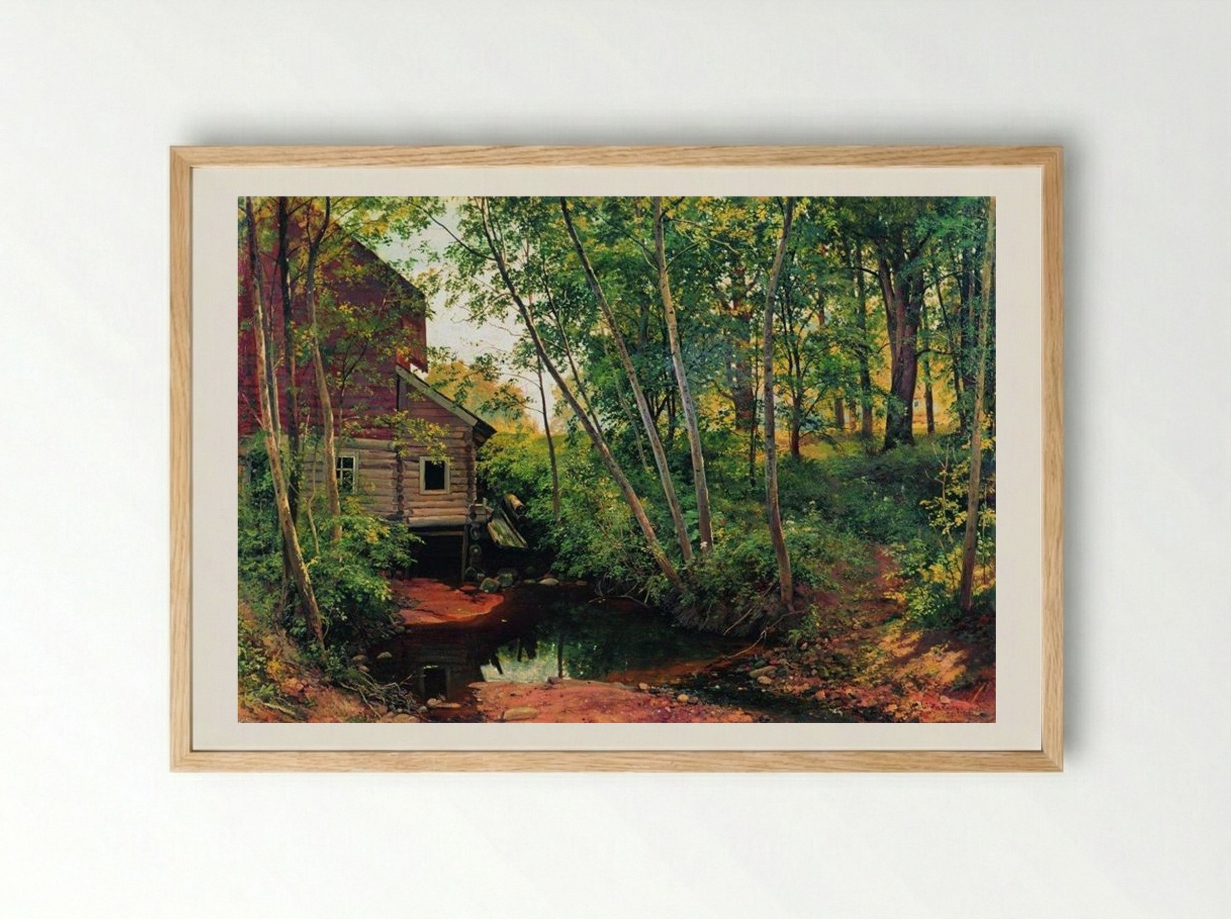 Mill in the Forest. Preobrazhenskoe - Ivan Shishkin - Framed Print Wood