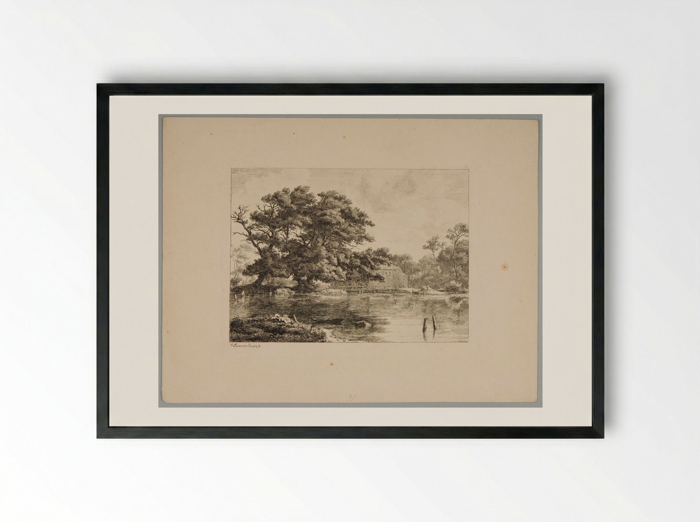 Mill - Johann Hermann Carmiencke - Framed Print Black