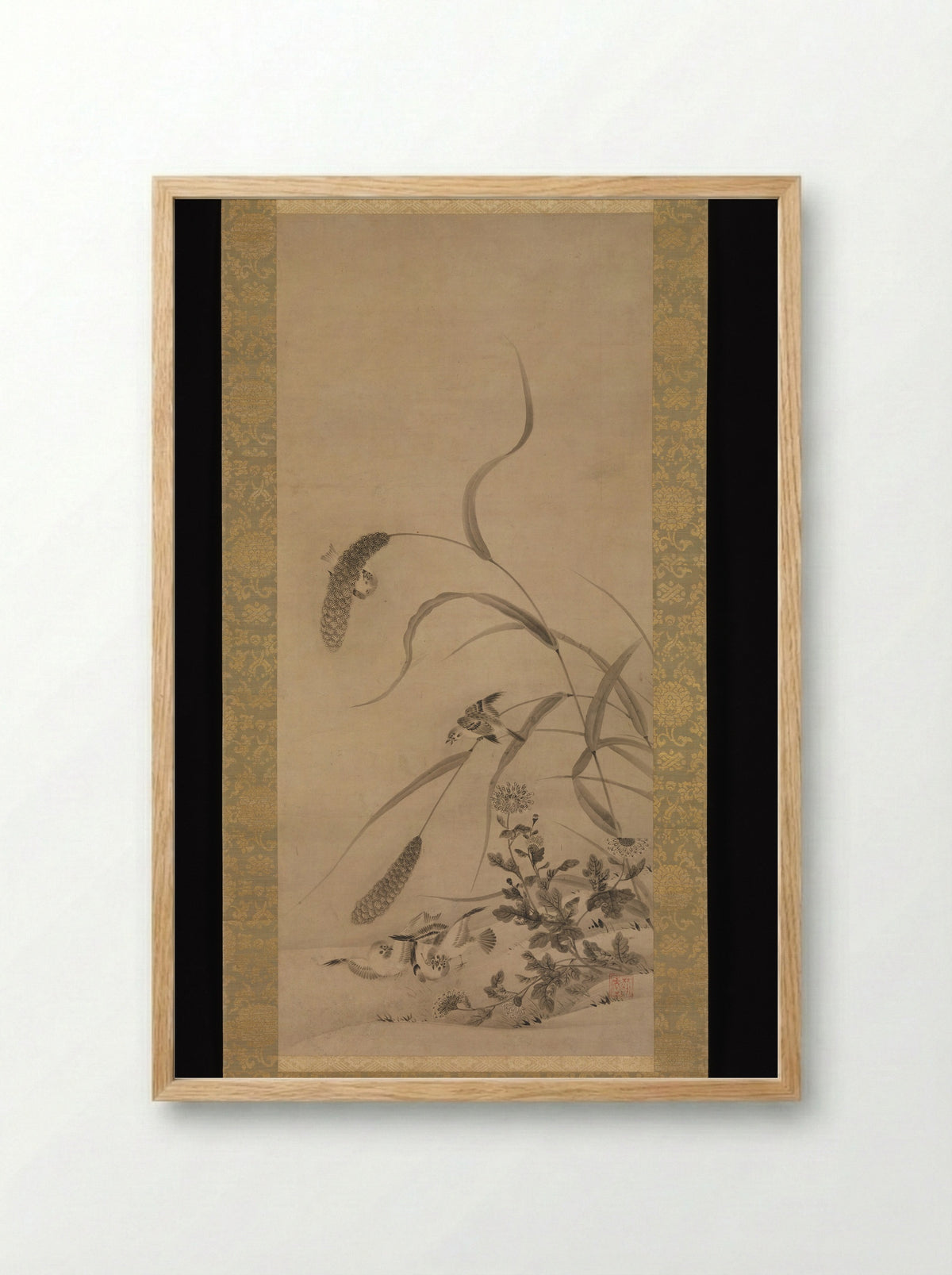 Millet and Sparrows - Geiai - Framed Print Wood