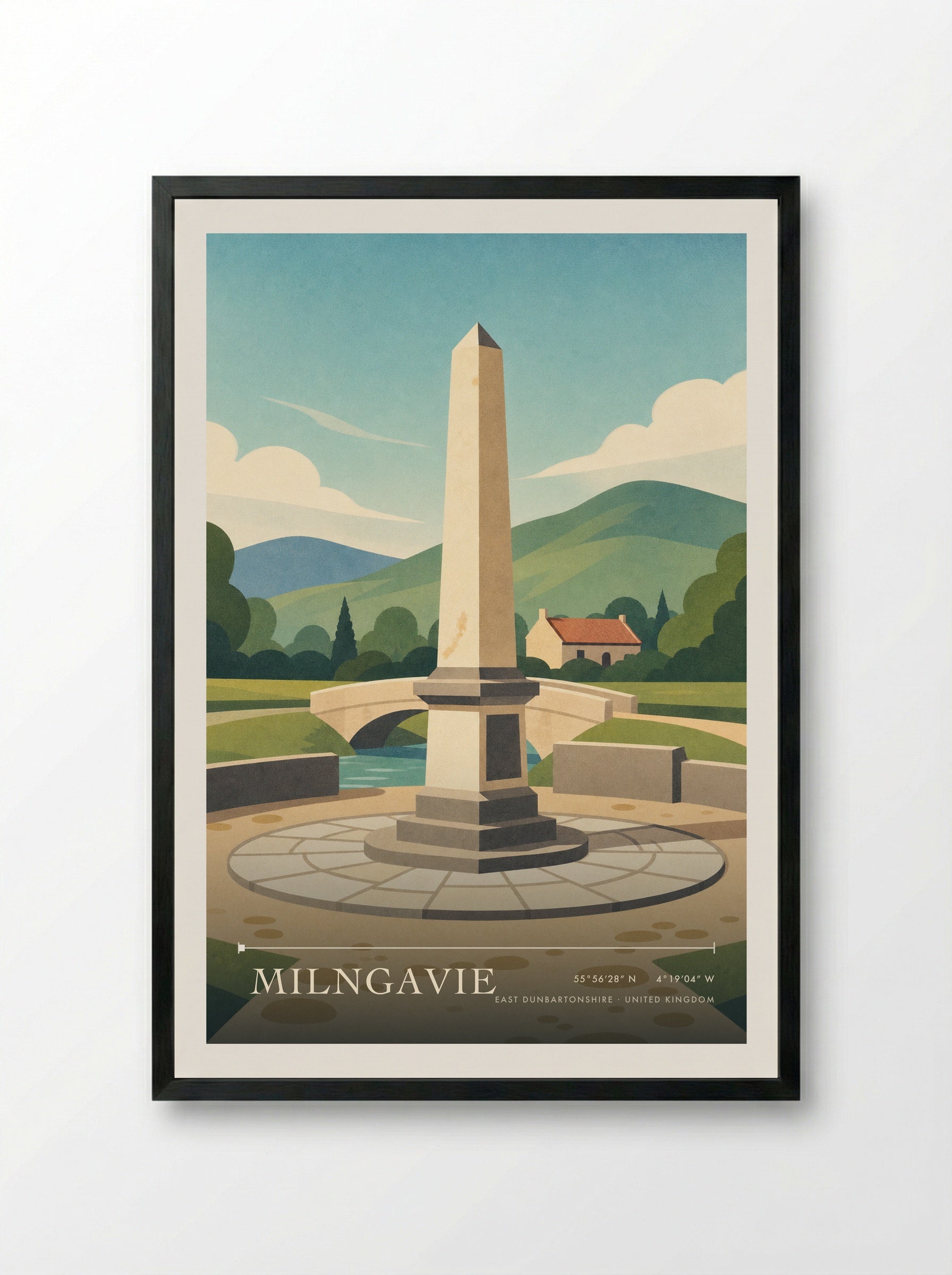 Milngavie East Dunbartonshire United Kingdom Travel Poster - Framed Print Black