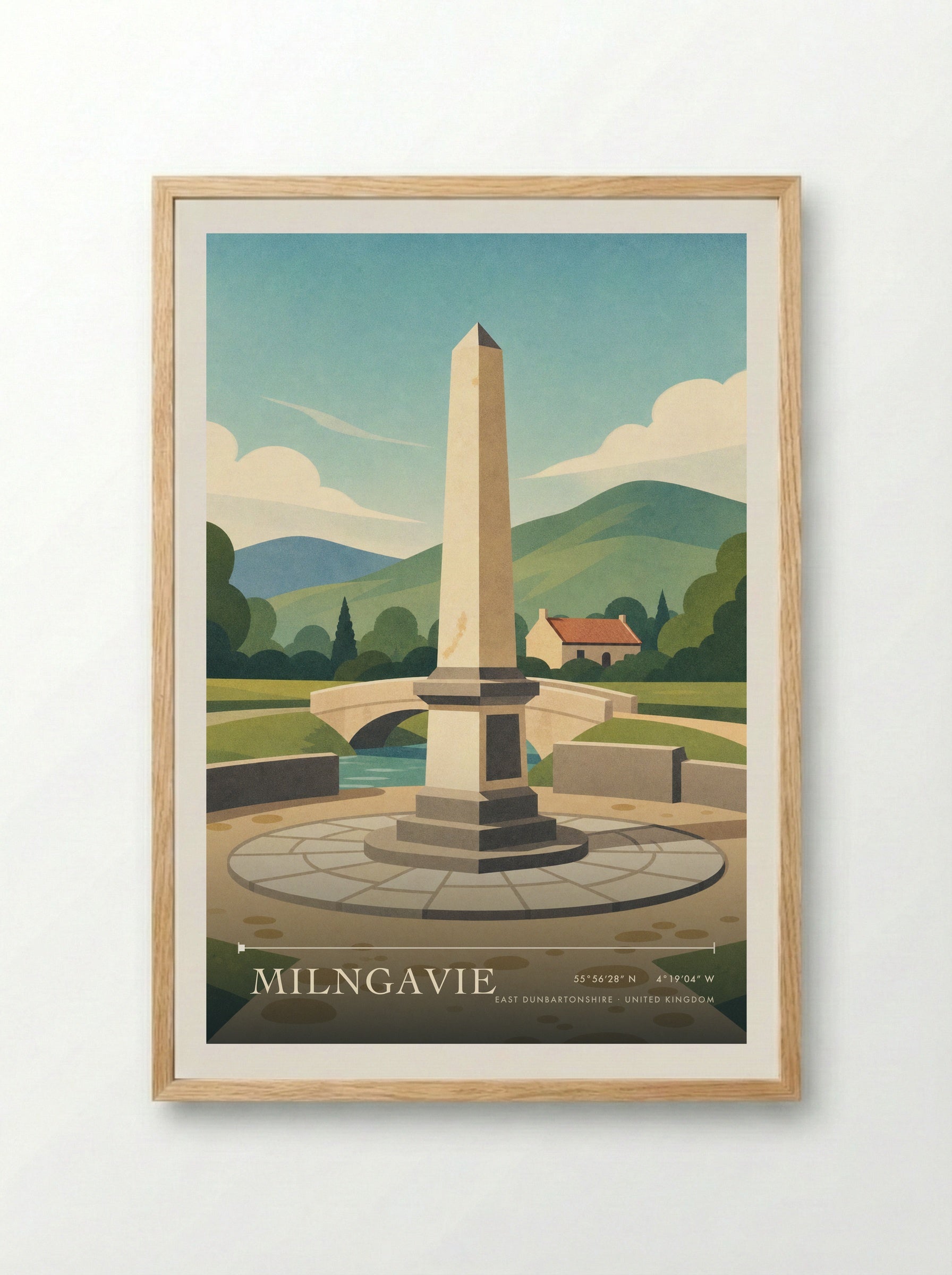 Milngavie East Dunbartonshire United Kingdom Travel Poster - Framed Print Wood