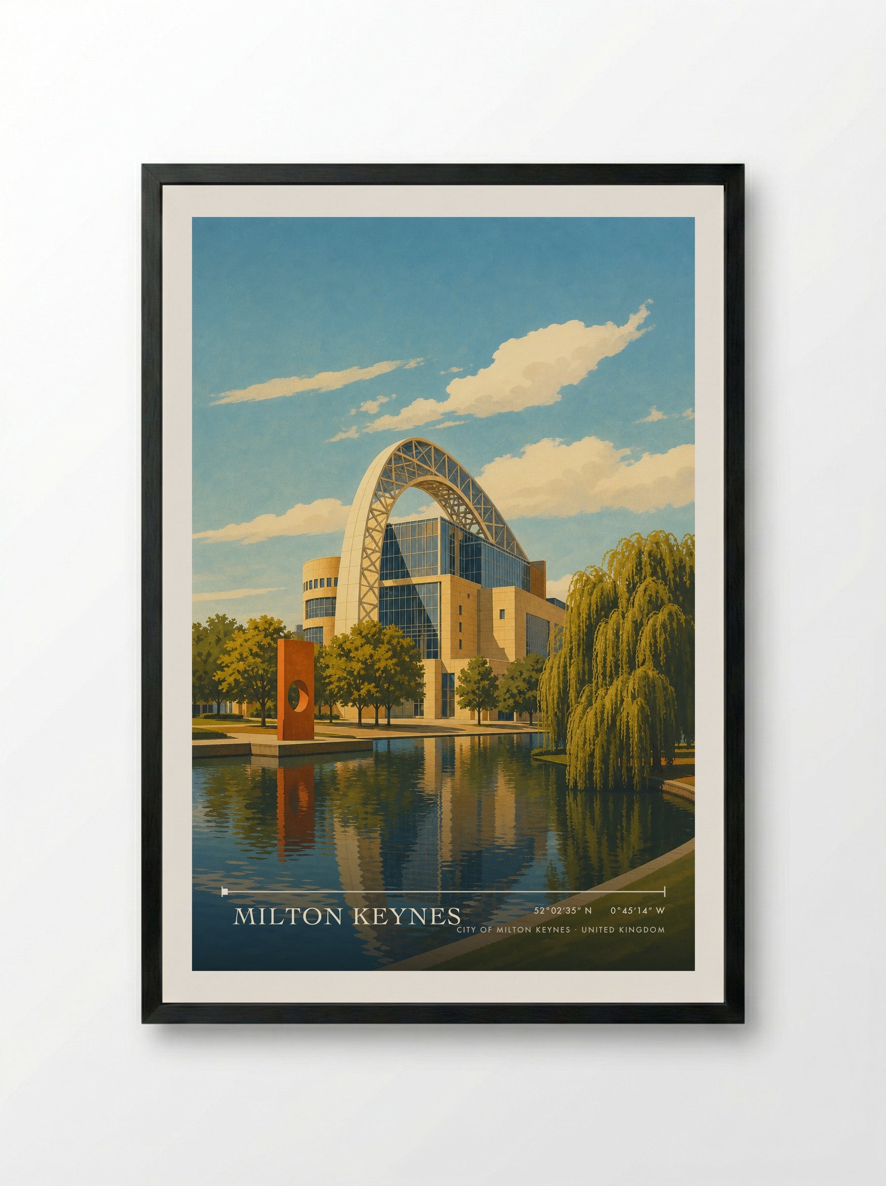 Milton Keynes City of Milton Keynes United Kingdom Travel Poster - Framed Print Black