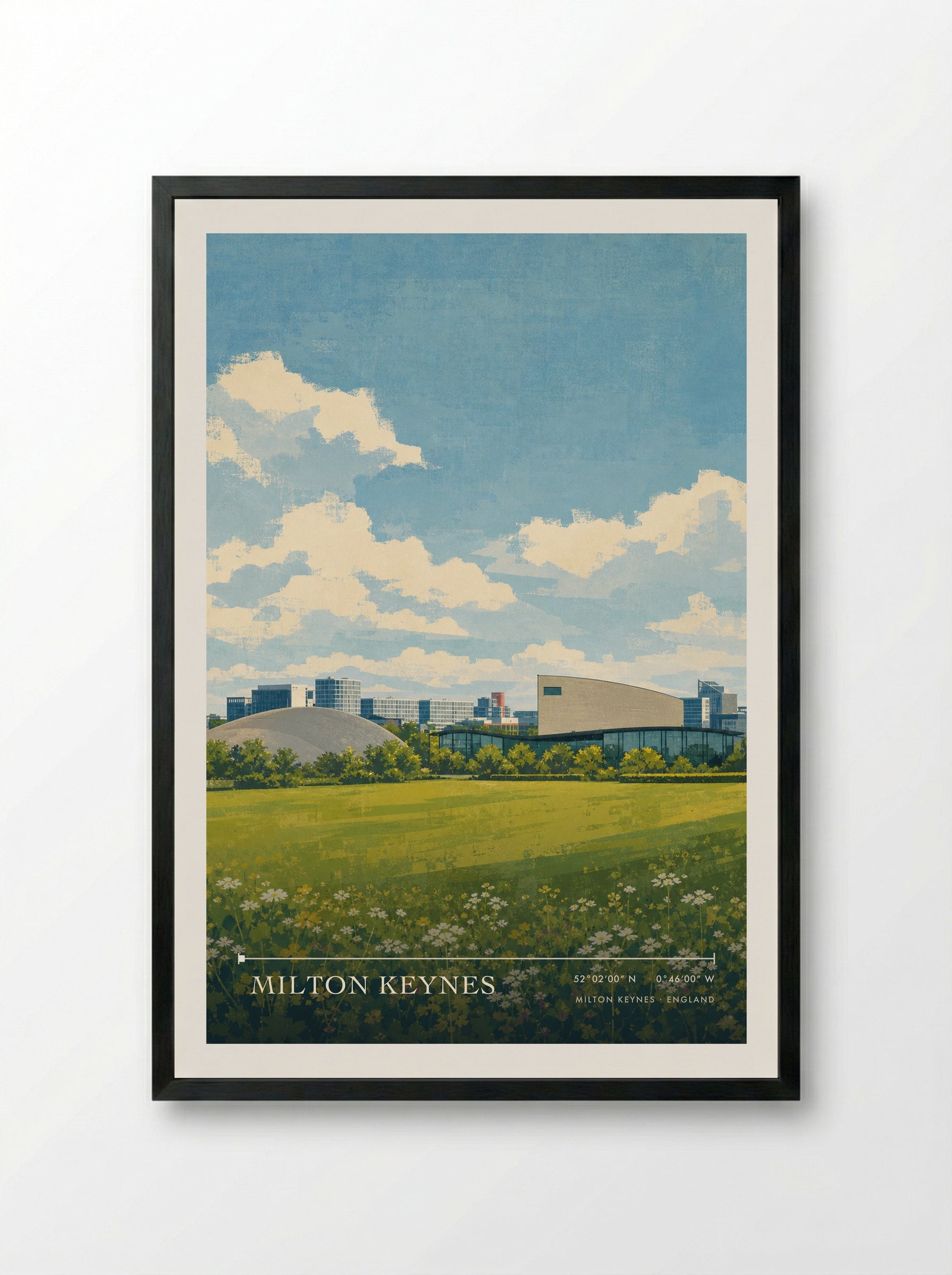 Milton Keynes England Travel Poster - Framed Print Black