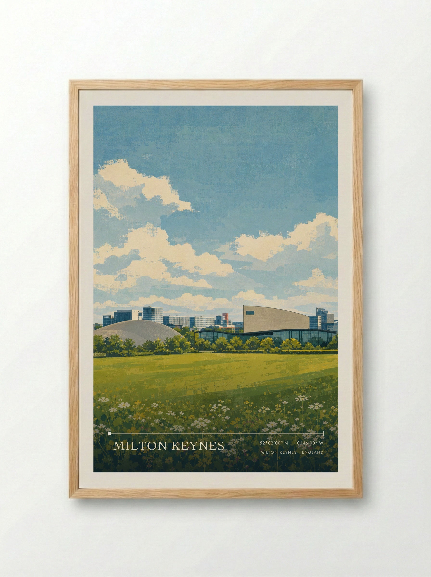 Milton Keynes England Travel Poster - Framed Print Wood