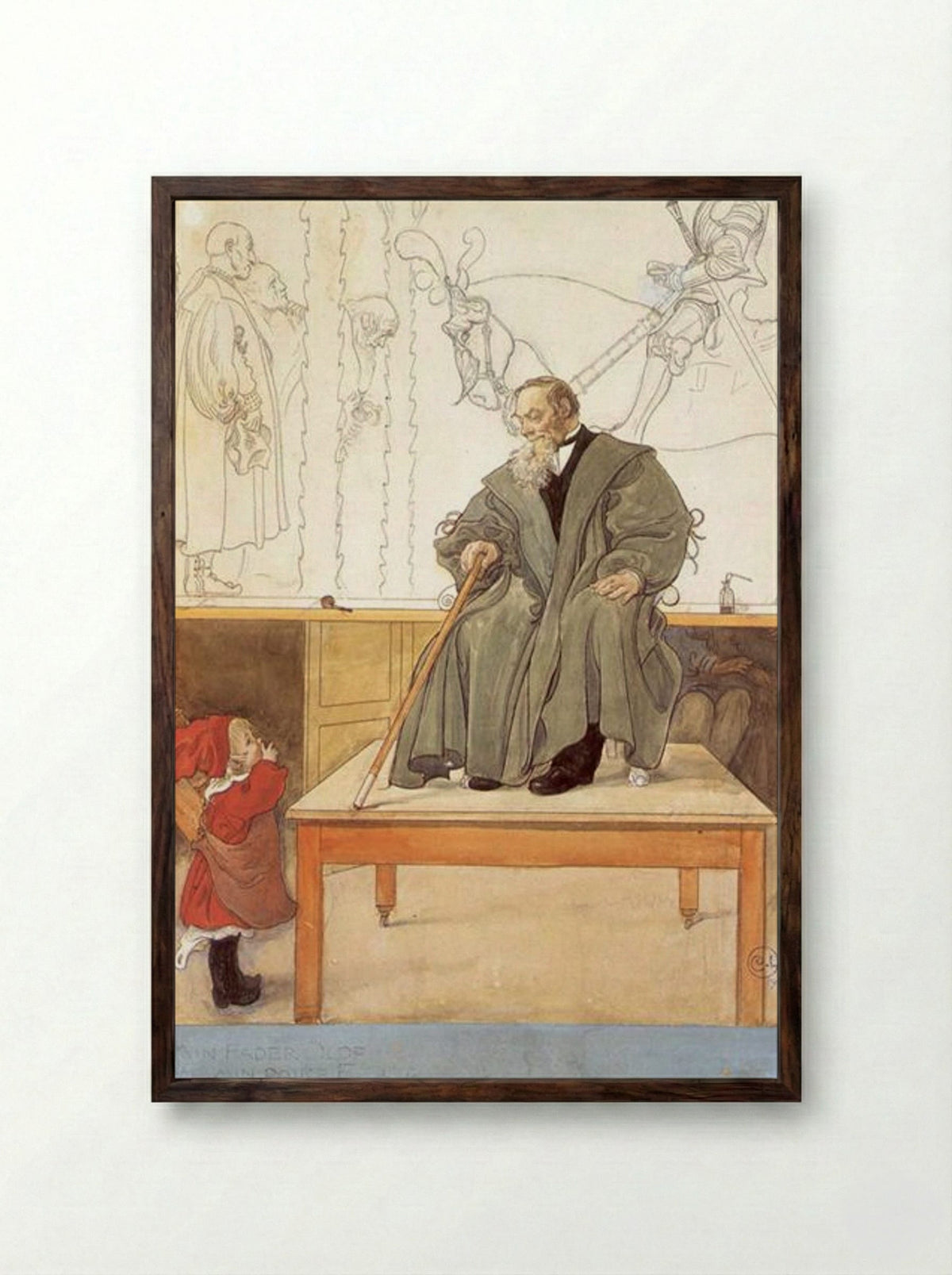 Min Fader (My Father) - Carl Larsson - Framed Print Dark Wood
