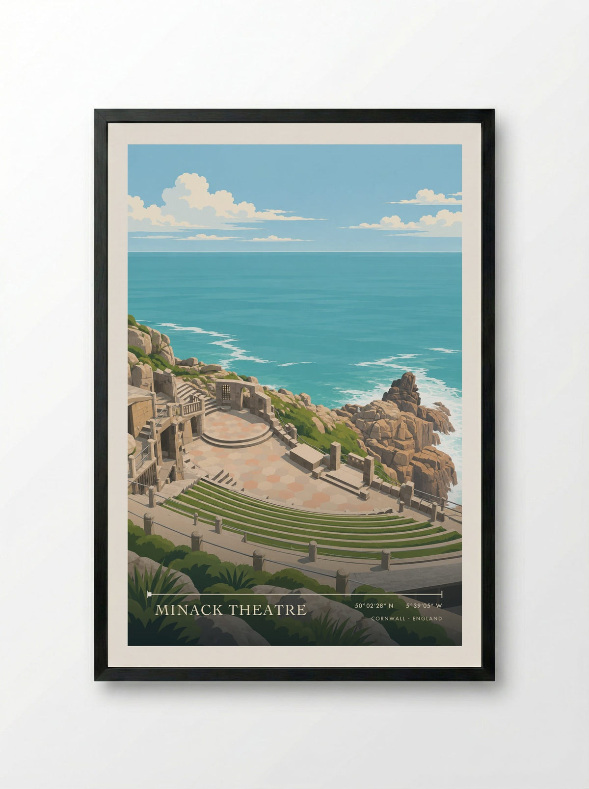 Minack Theatre, Cornwall | Travel Poster - Framed Print Black