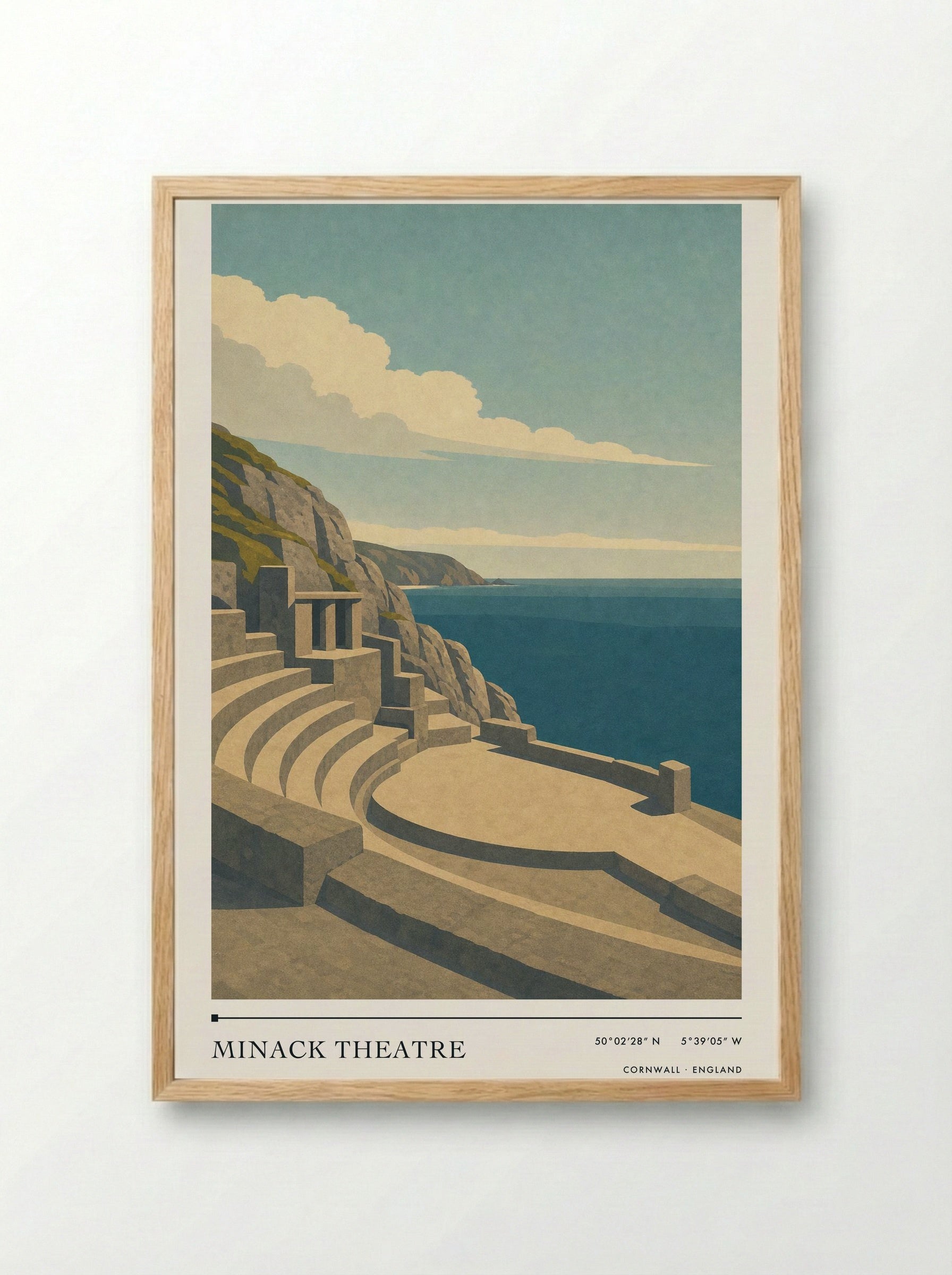 Minack Theatre Travel Poster Artwork - Framed Print Wood